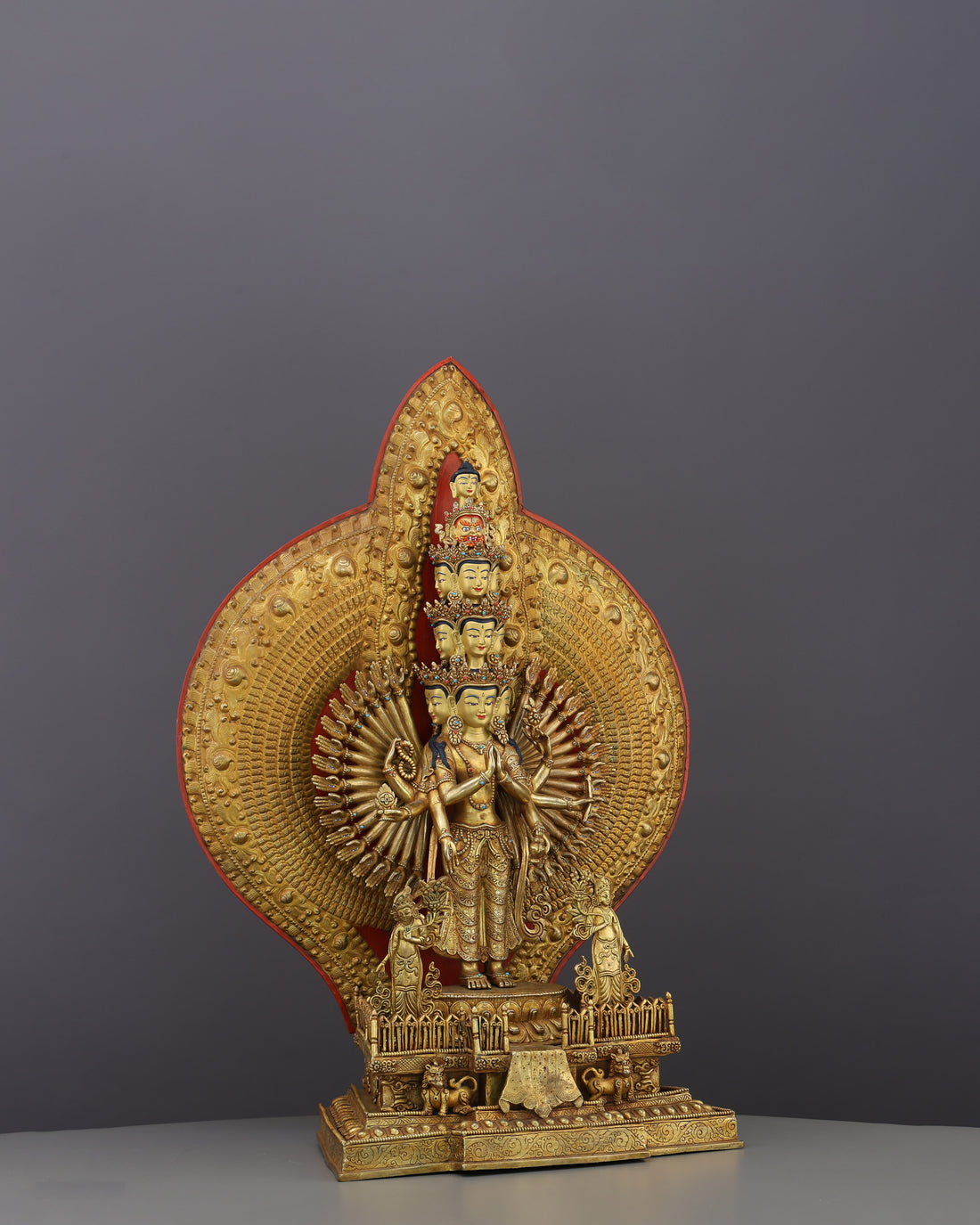 A Thousand Arms of Mercy | 1000-Armed Lokeshwor Statue in 24K Gold - Handcrafted Buddhist Statue - Authentic Sacred Art