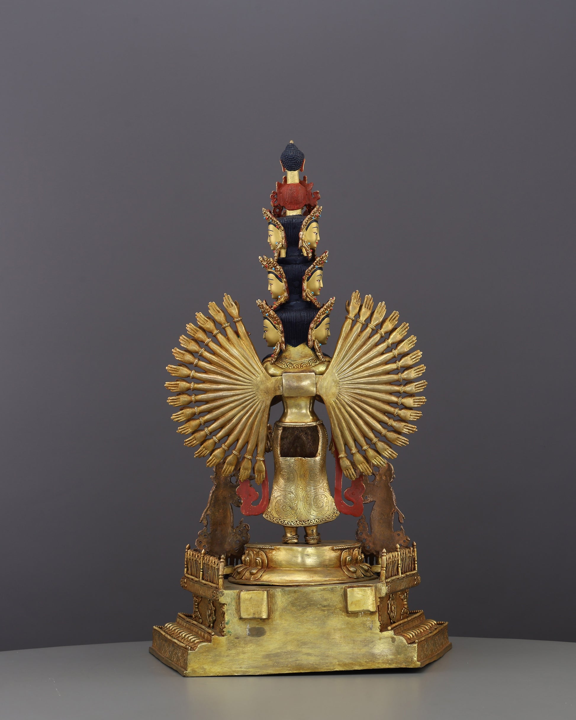 A Thousand Arms of Mercy | 1000-Armed Lokeshwor Statue in 24K Gold - Authentic Handcrafted Statue