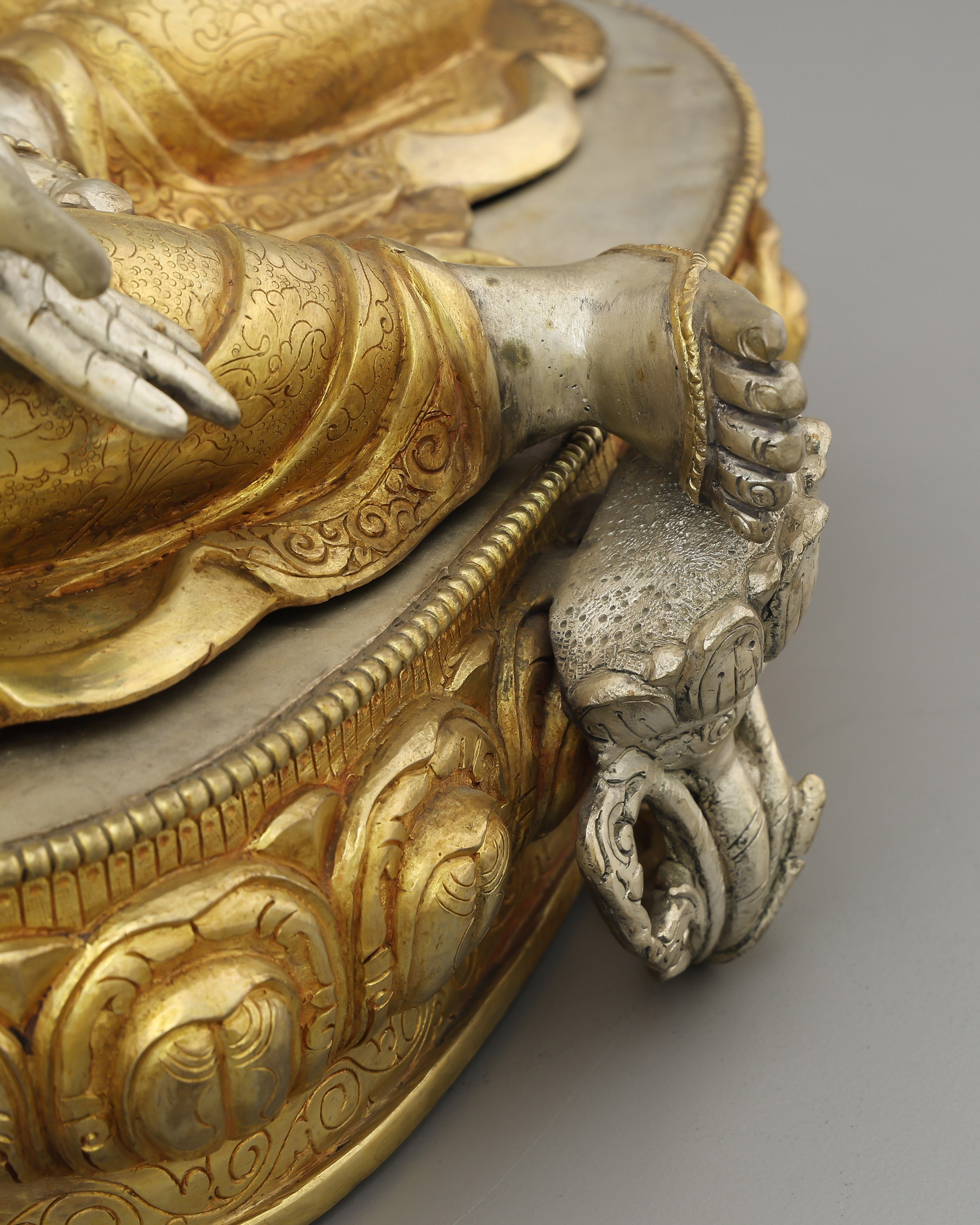 She Who Saves in an Instant | The Radiant Green Tara Statue in Silver & Gold