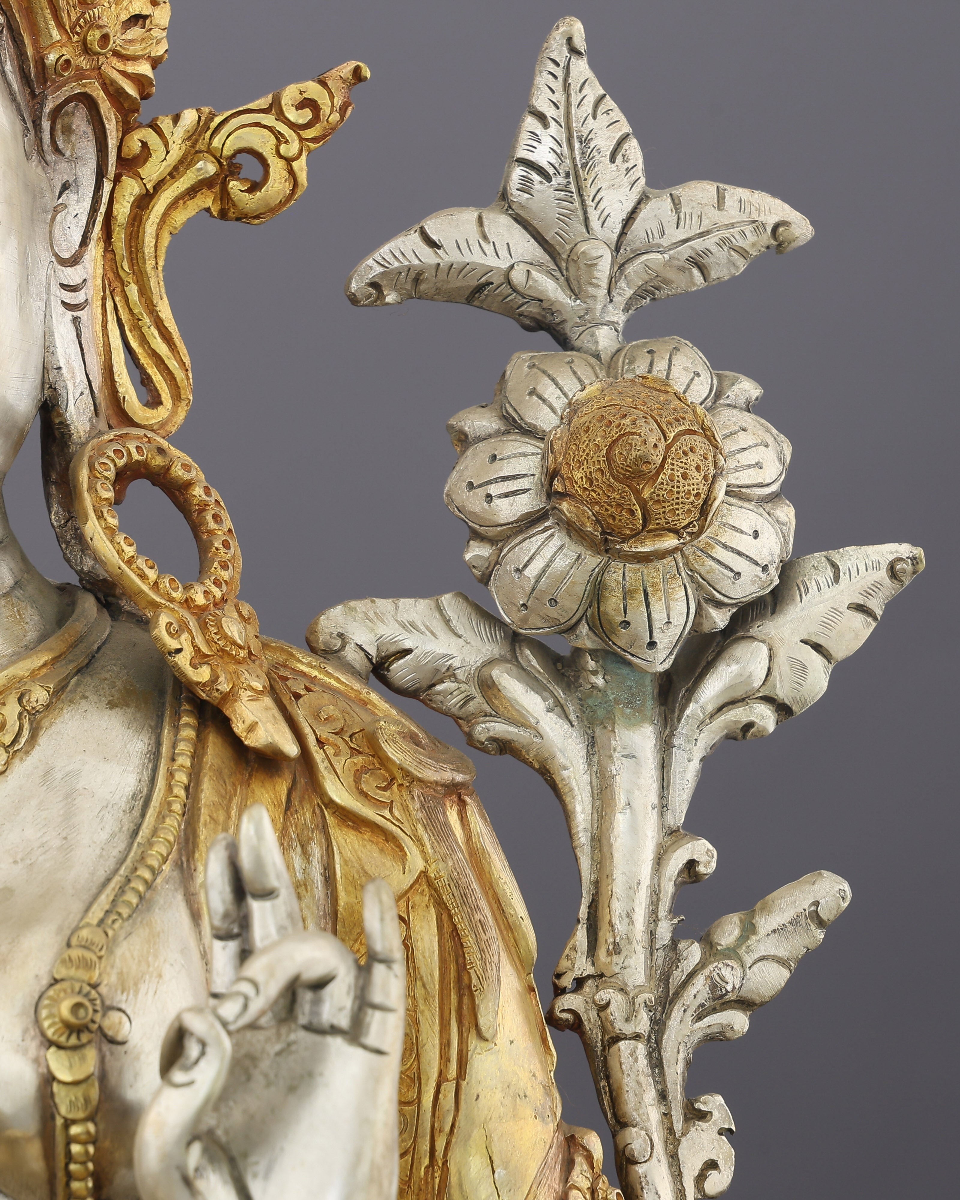 She Who Saves in an Instant | The Radiant Green Tara Statue in Silver & Gold