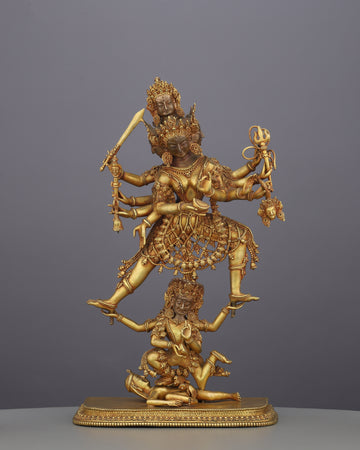 24K Gold Gilded Siddha Laxmi Statue | A Divine Guardian of Newar Tradition