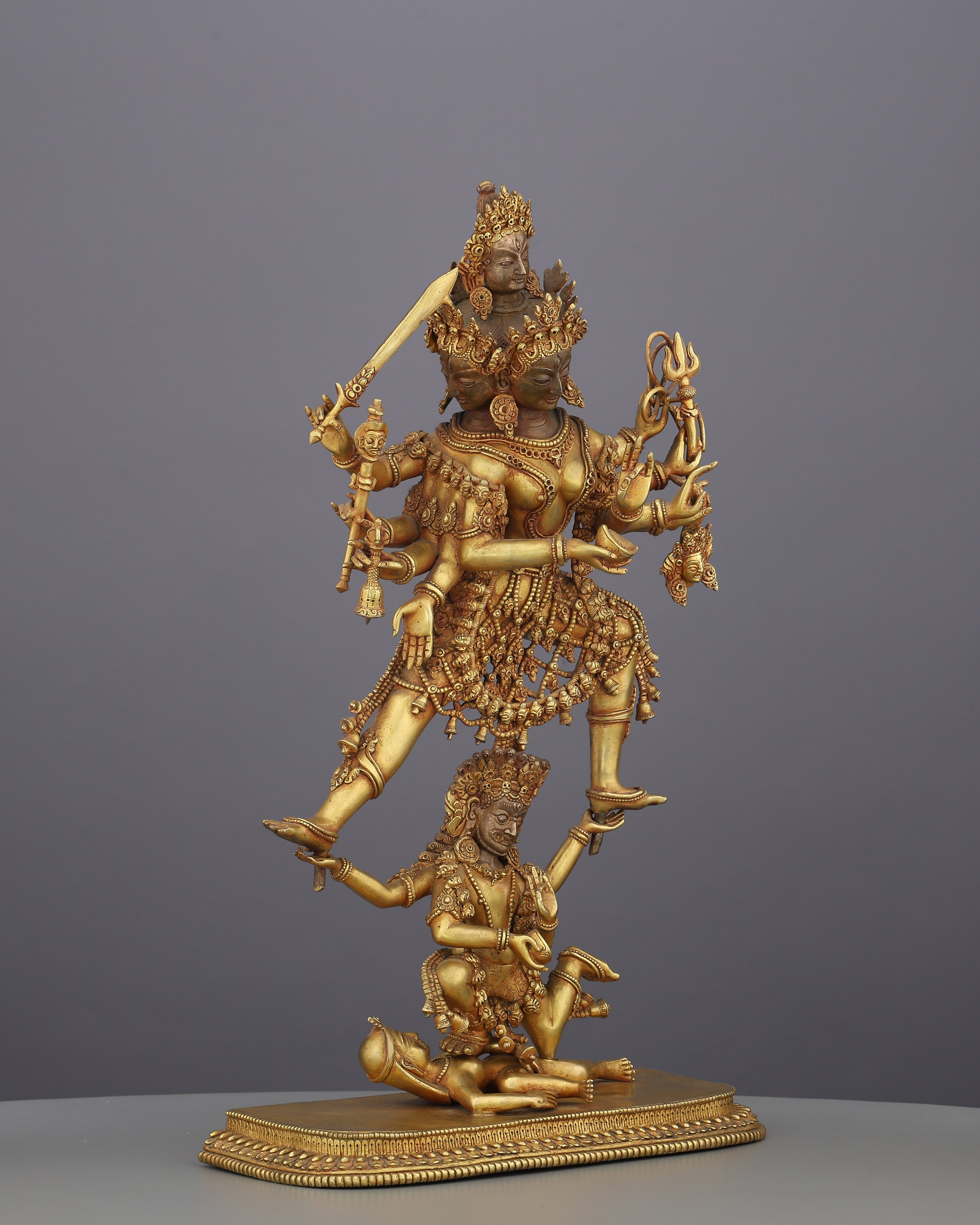 24K Gold Gilded Siddha Laxmi Statue | A Divine Guardian of Newar Tradition