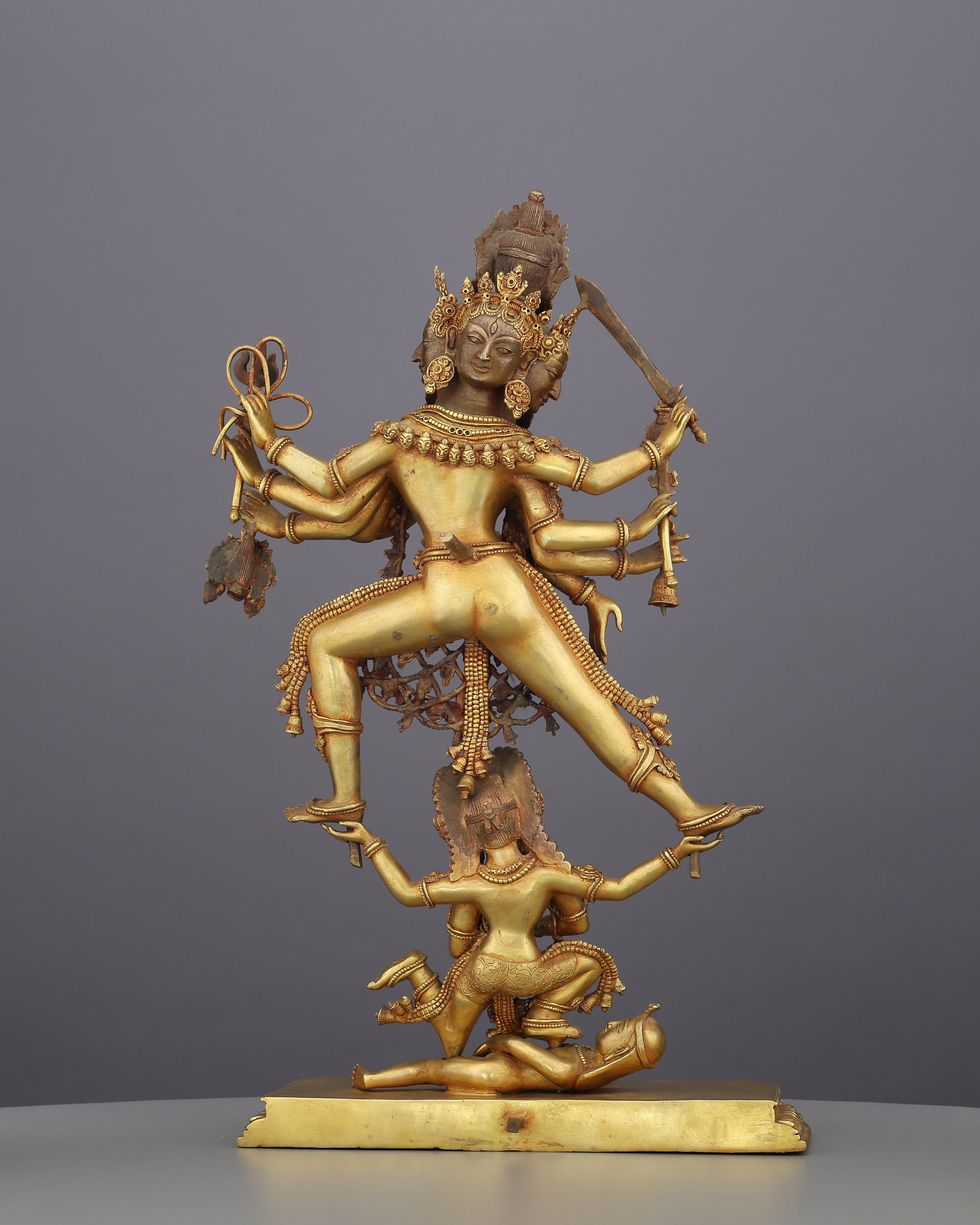 24K Gold Gilded Siddha Laxmi Statue | A Divine Guardian of Newar Tradition