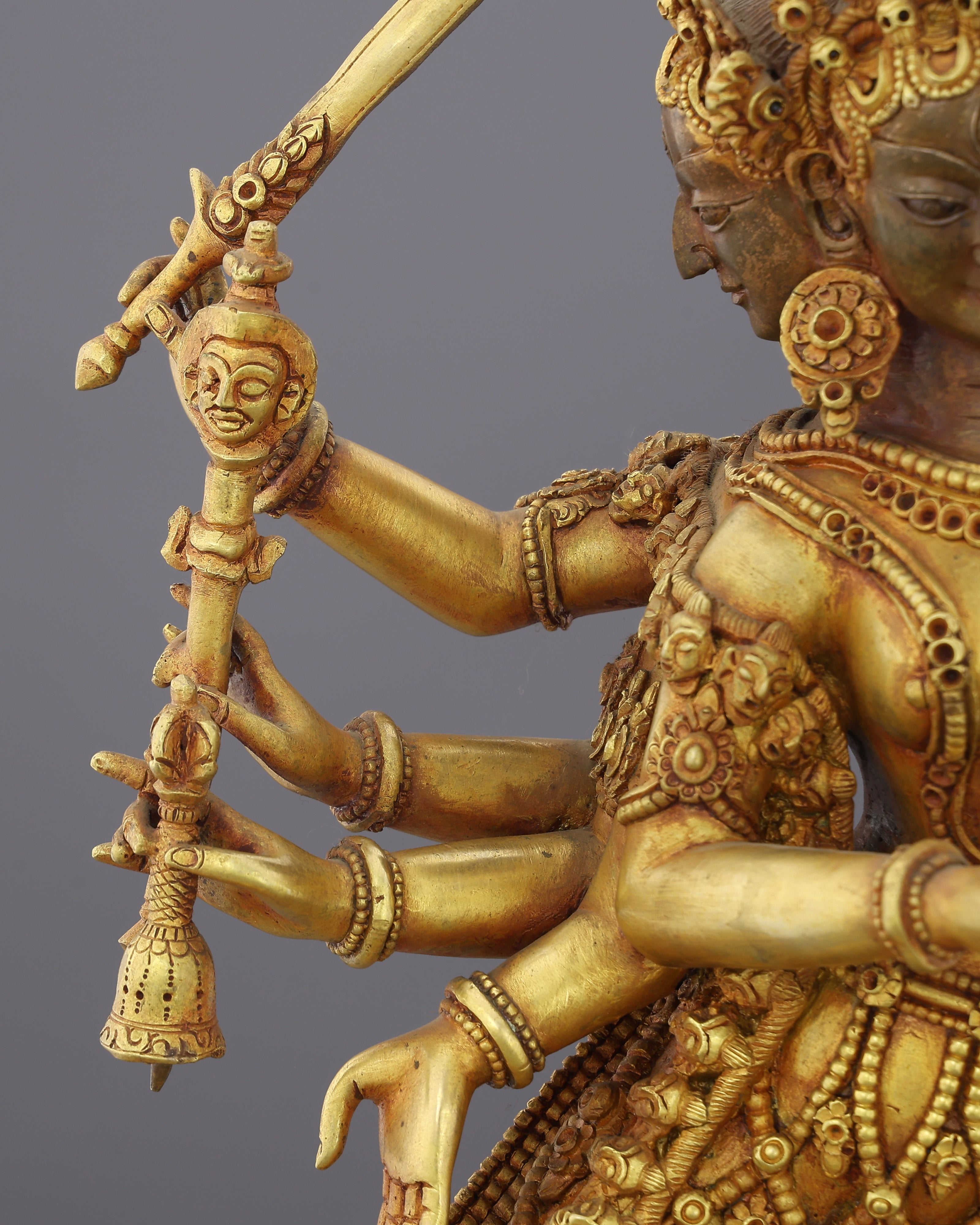 24K Gold Gilded Siddha Laxmi Statue | A Divine Guardian of Newar Tradition