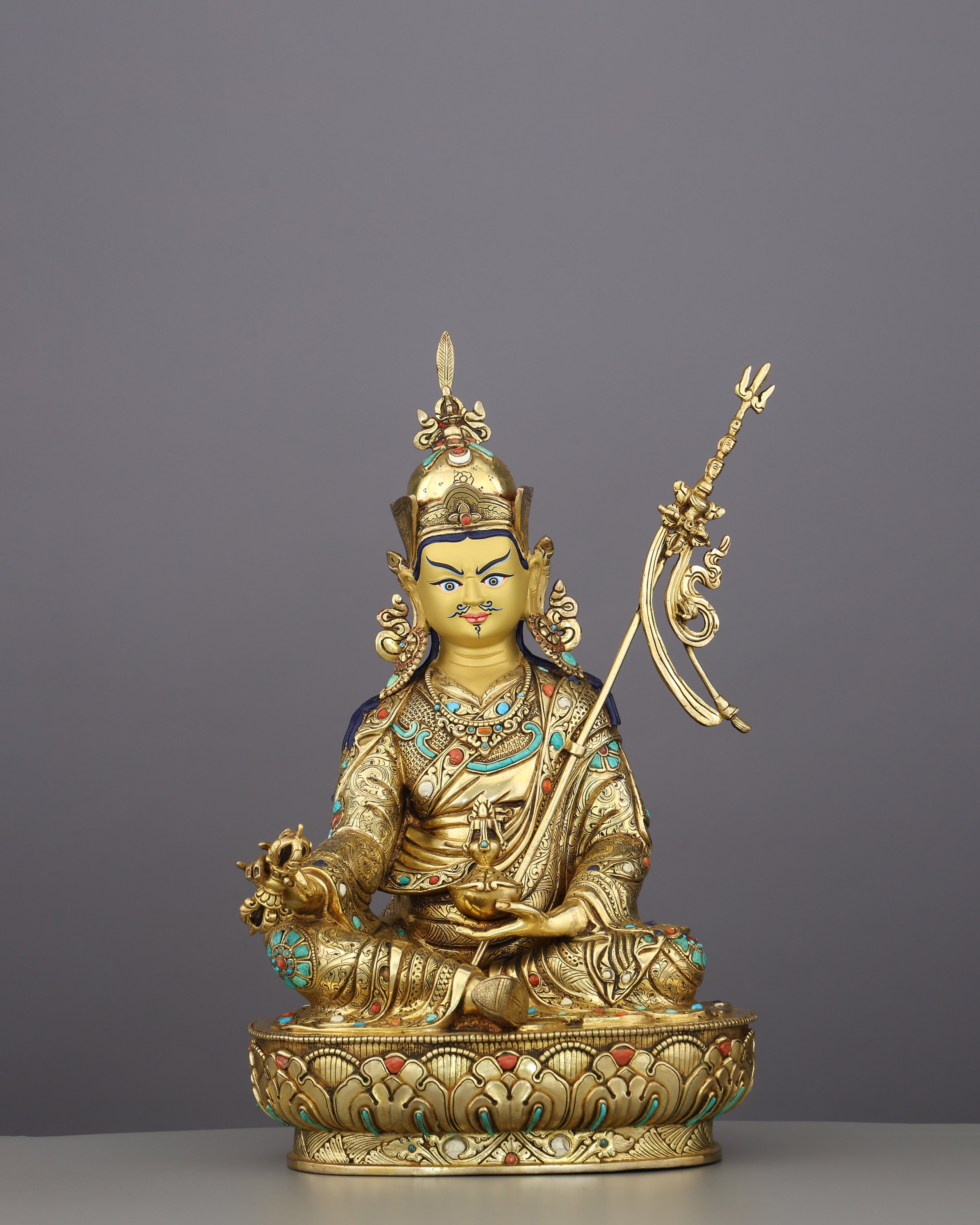 The Lotus-Born Master | Handcrafted Guru Rinpoche Statue in 24K Gold