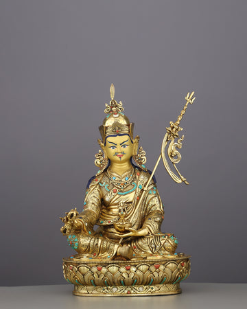 The Lotus-Born Master | Handcrafted Guru Rinpoche Statue in 24K Gold