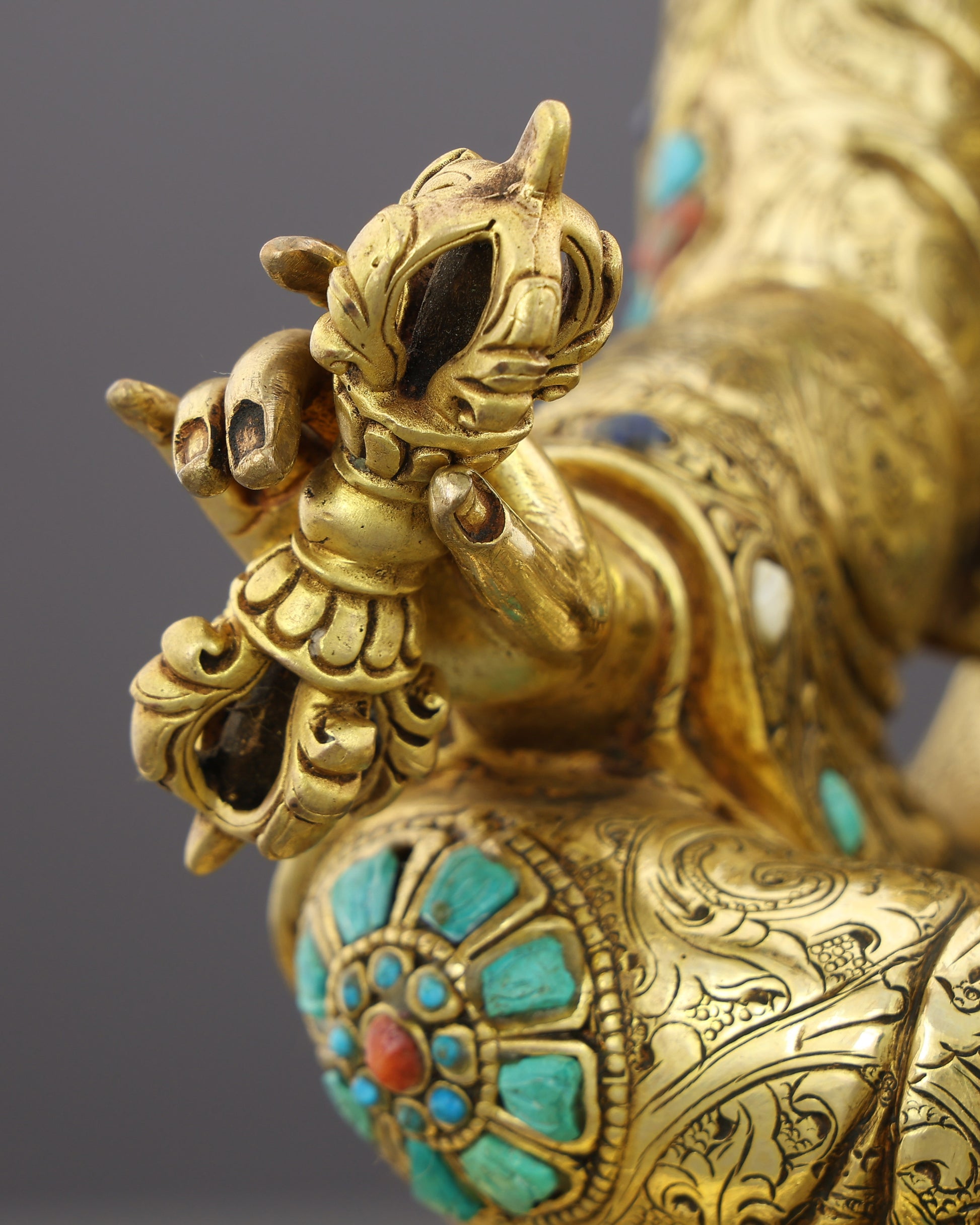 The Lotus-Born Master | Handcrafted Guru Rinpoche Statue in 24K Gold - Authentic Handcrafted Statue