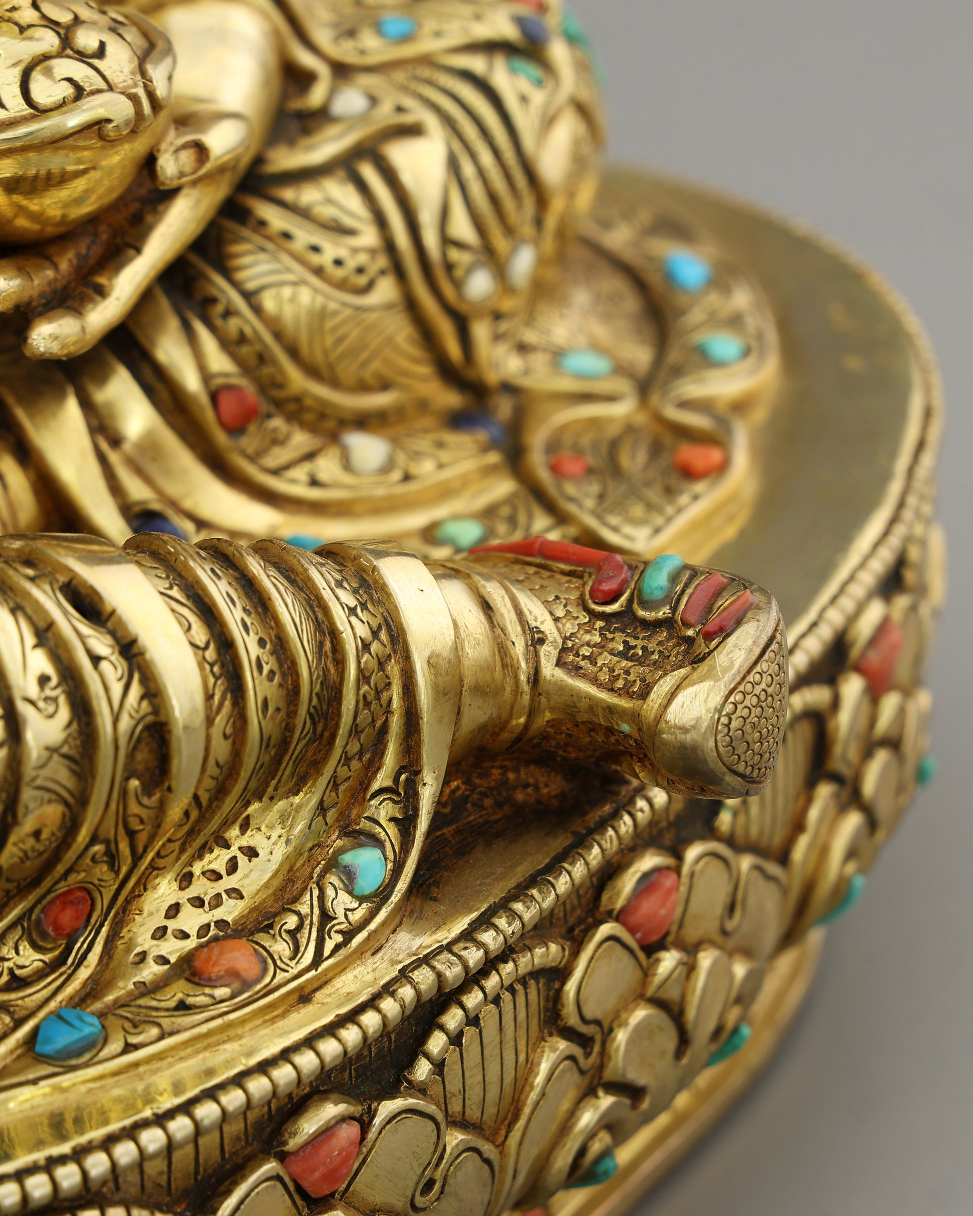 The Lotus-Born Master | Handcrafted Guru Rinpoche Statue in 24K Gold - Authentic Handcrafted Statue