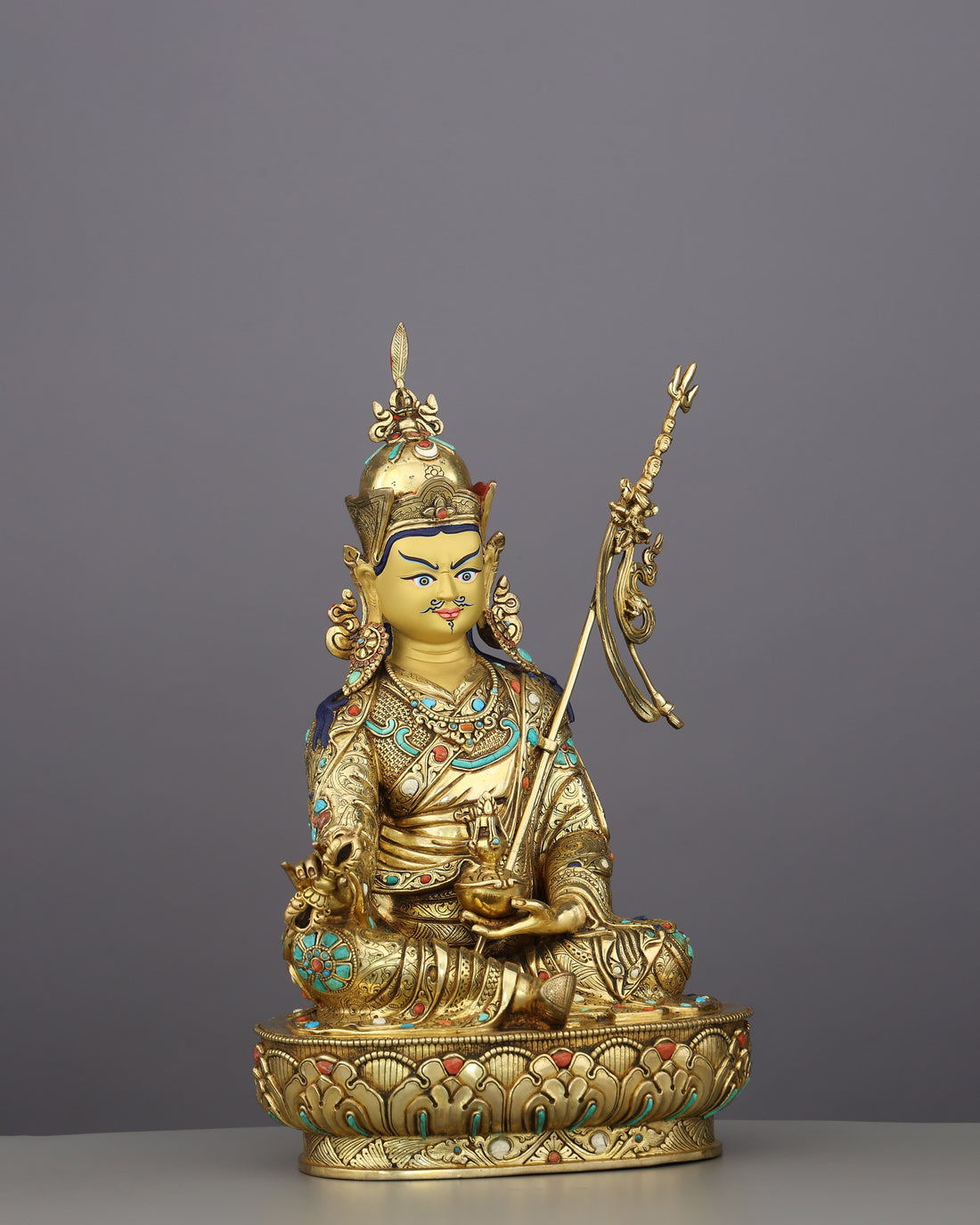 The Lotus-Born Master | Handcrafted Guru Rinpoche Statue in 24K Gold