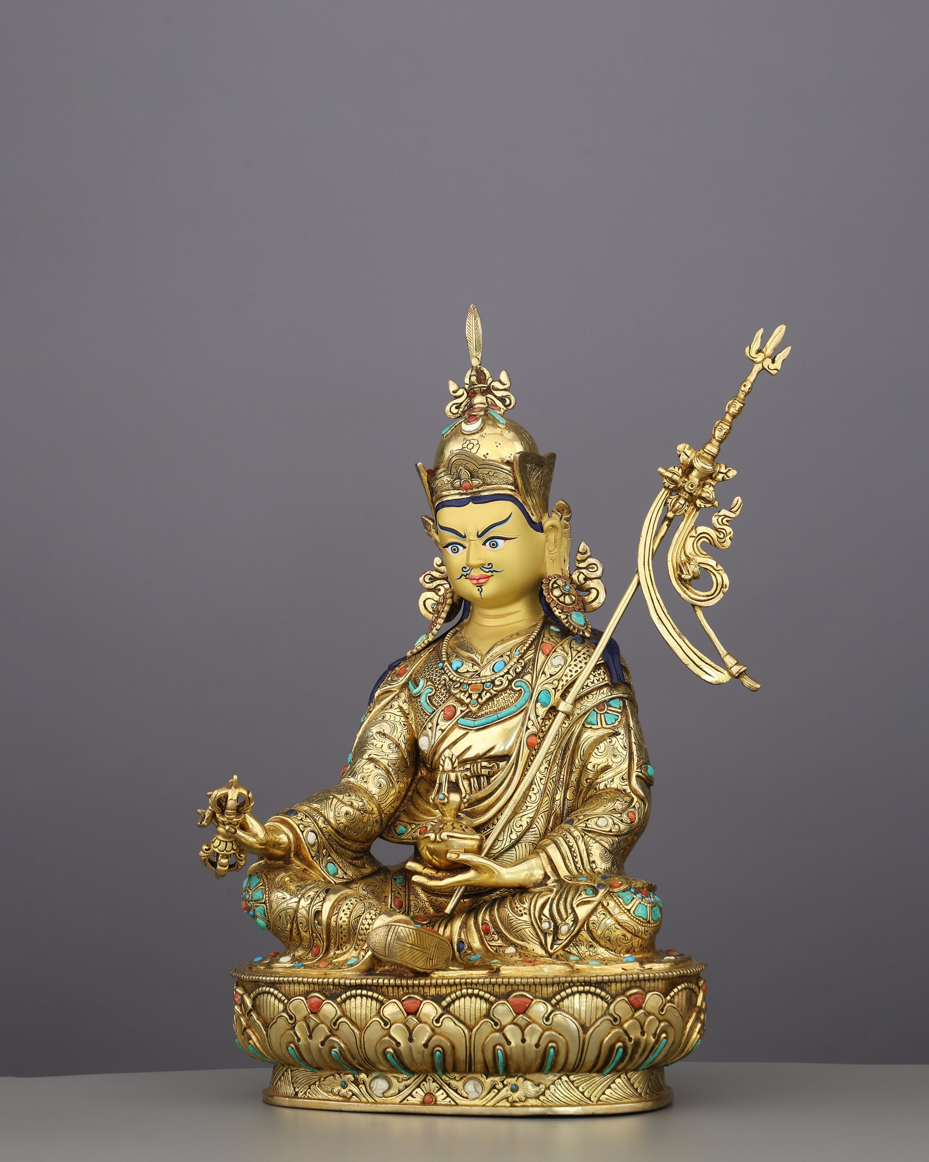 The Lotus-Born Master | Handcrafted Guru Rinpoche Statue in 24K Gold