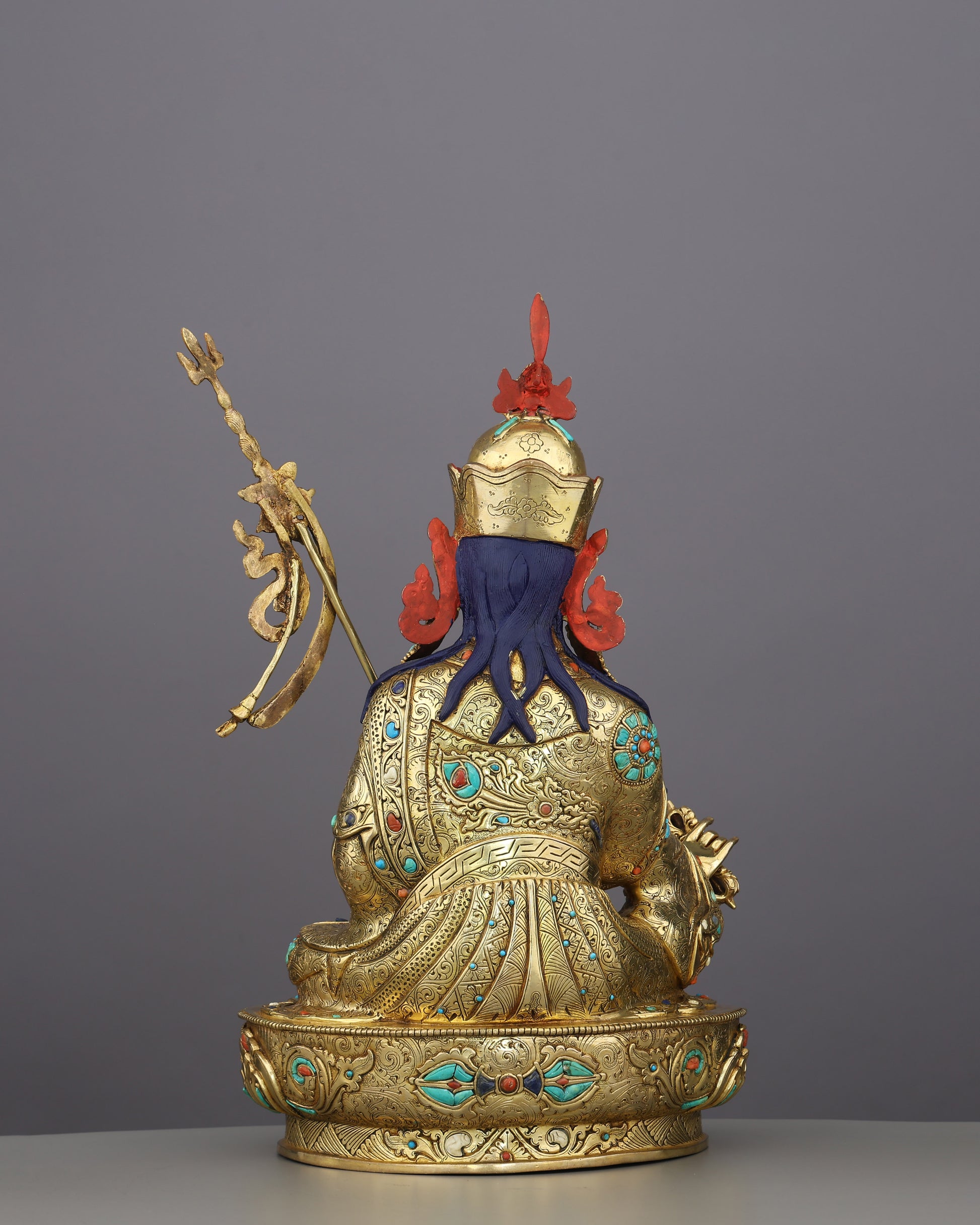 The Lotus-Born Master | Handcrafted Guru Rinpoche Statue in 24K Gold - Authentic Handcrafted Statue