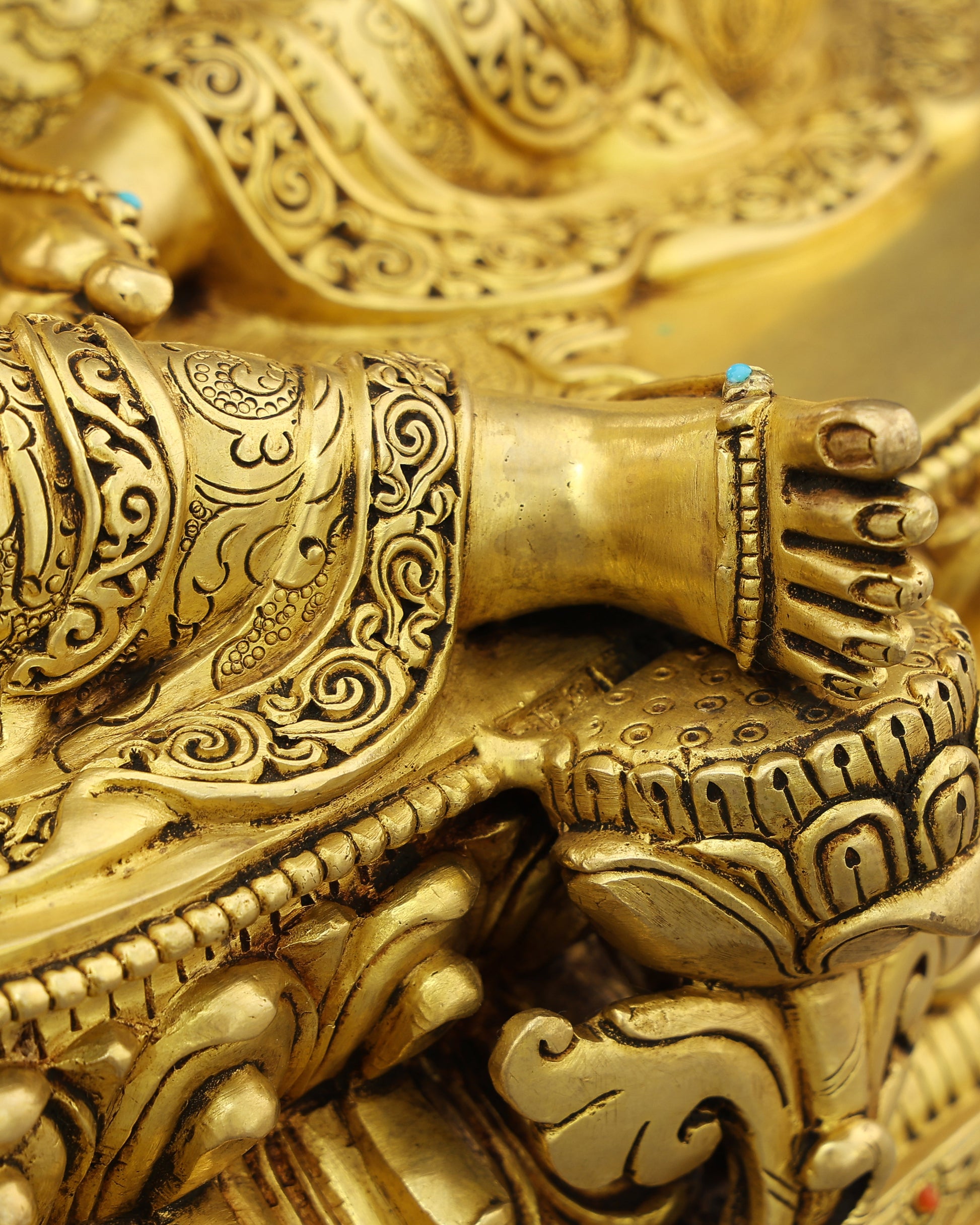 She Who Saves Swiftly | Handcrafted Green Tara Statue in Radiant 24K Gold - Authentic Handcrafted Statue