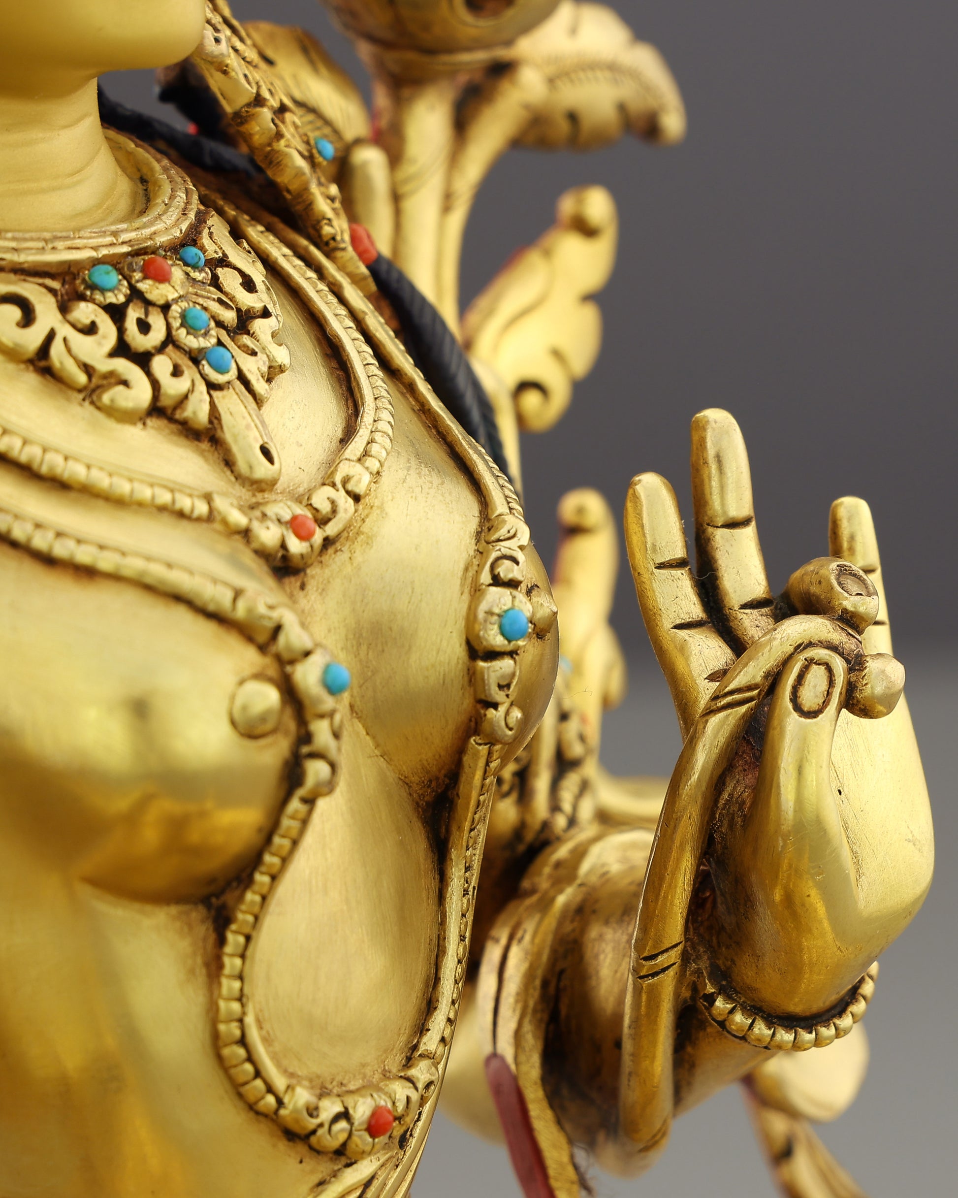 She Who Saves Swiftly | Handcrafted Green Tara Statue in Radiant 24K Gold - Authentic Handcrafted Statue