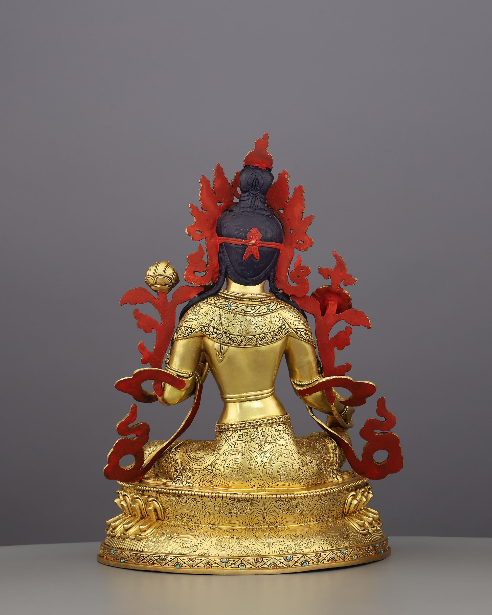 She Who Saves Swiftly | Handcrafted Green Tara Statue in Radiant 24K Gold - Authentic Handcrafted Statue