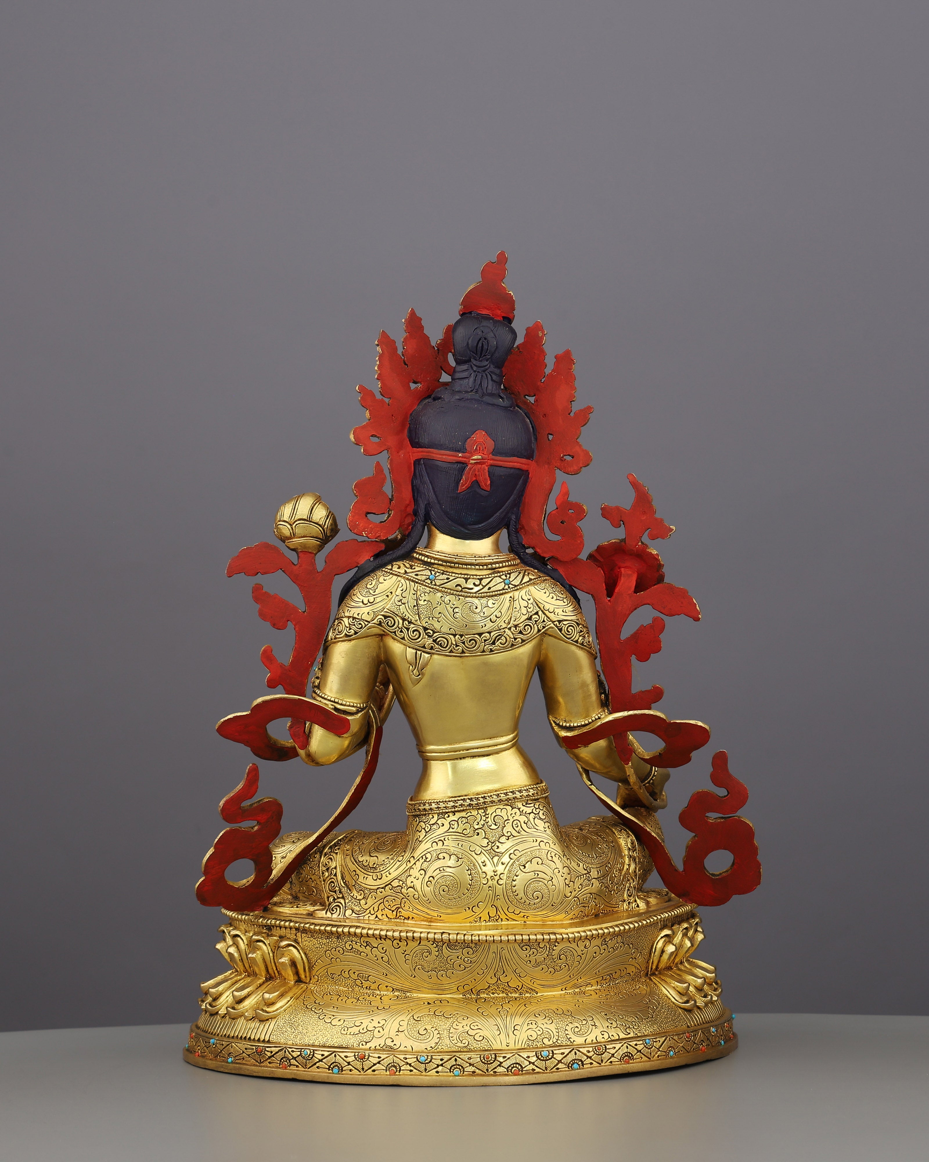 She Who Saves Swiftly | Handcrafted Green Tara Statue in Radiant 24K Gold