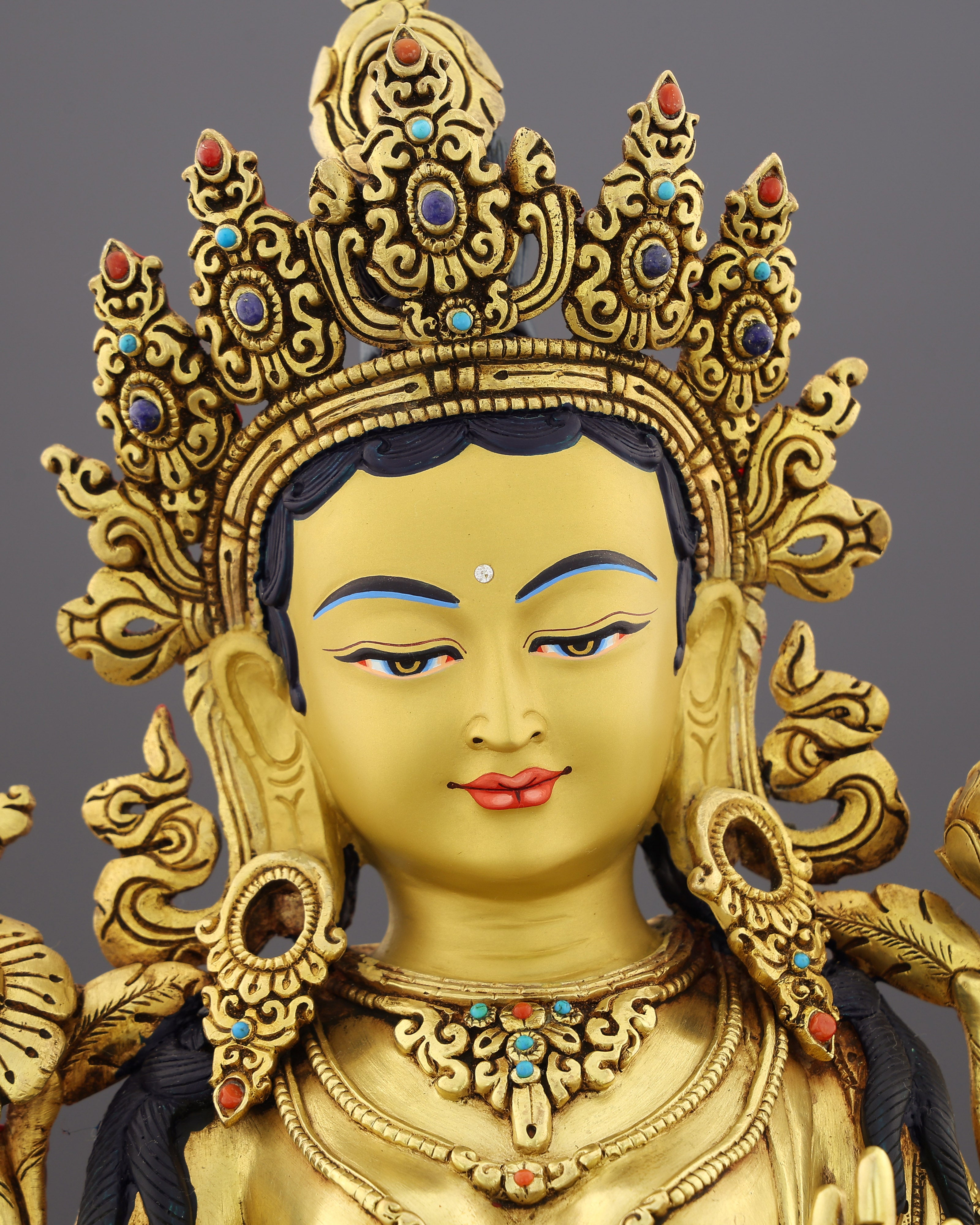 She Who Saves Swiftly | Handcrafted Green Tara Statue in Radiant 24K Gold
