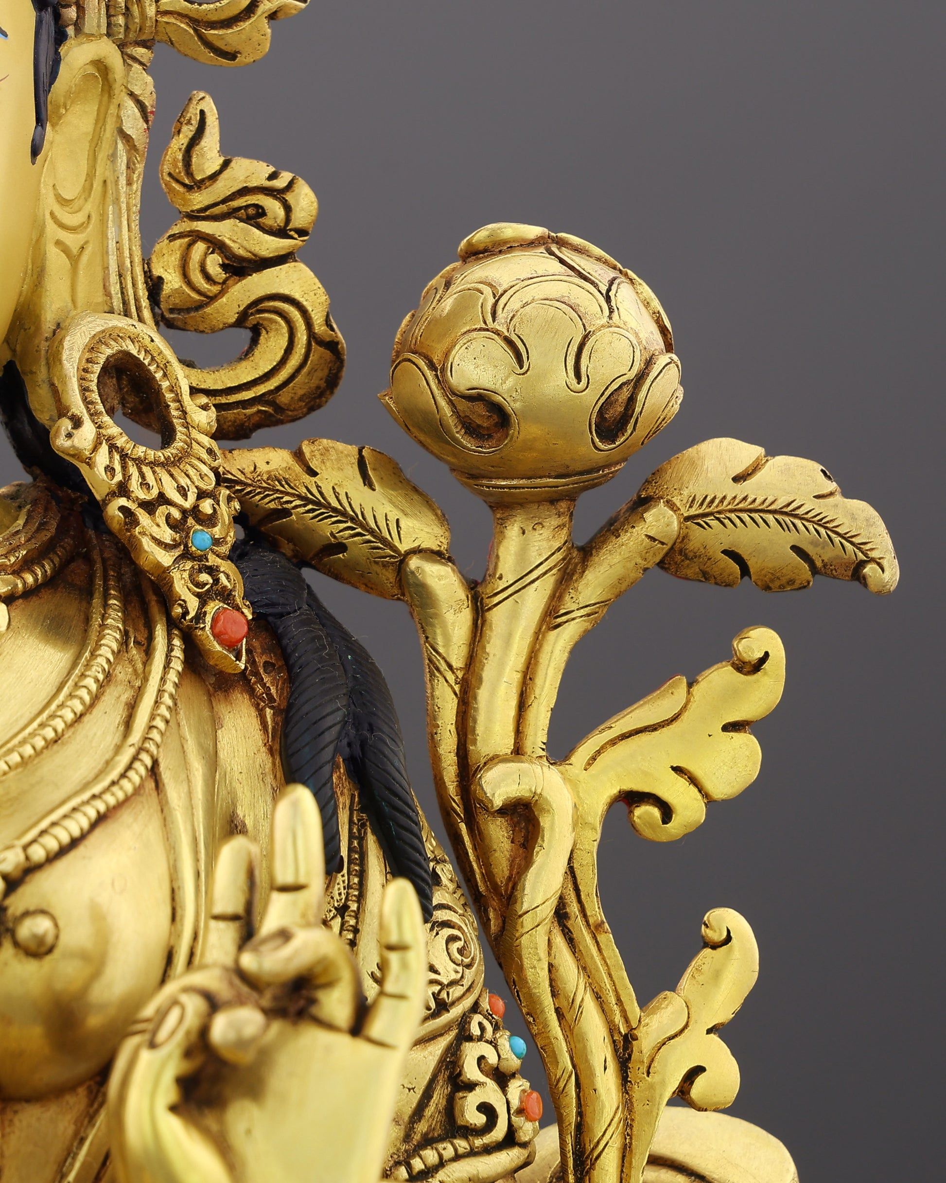 She Who Saves Swiftly | Handcrafted Green Tara Statue in Radiant 24K Gold - Authentic Handcrafted Statue