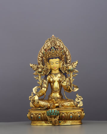 She Who Saves | Radiant Green Tara in 24K Gold