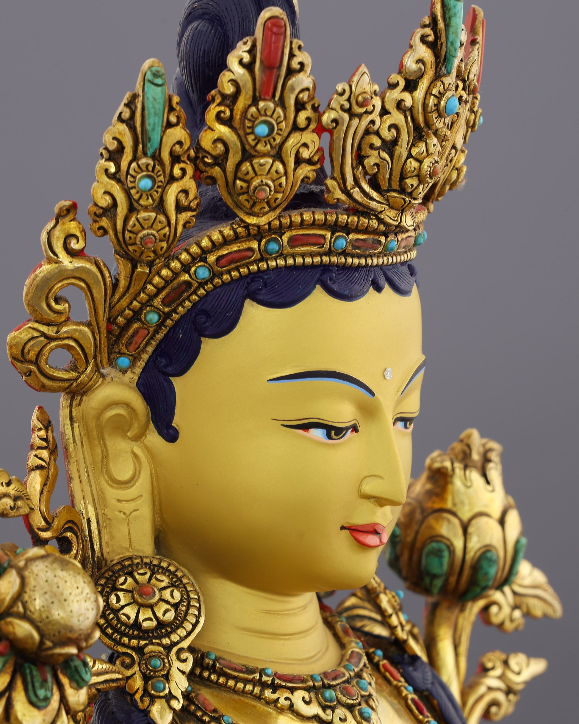 She Who Saves | Radiant Green Tara in 24K Gold - Authentic Handcrafted Statue