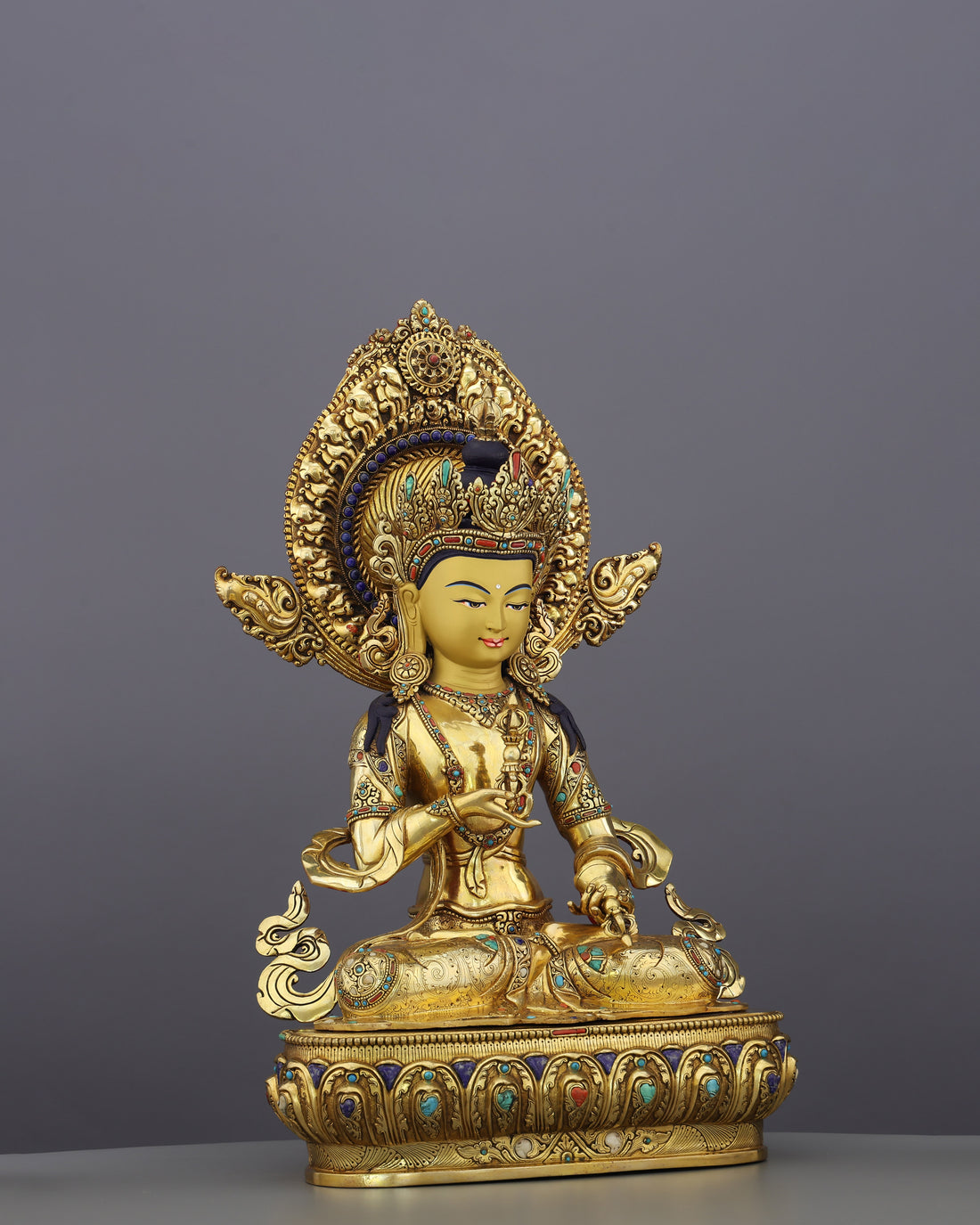 Pure Beyond Measure | Majestic Vajrasattva in 24K Gold - Handcrafted Buddhist Statue - Authentic Sacred Art