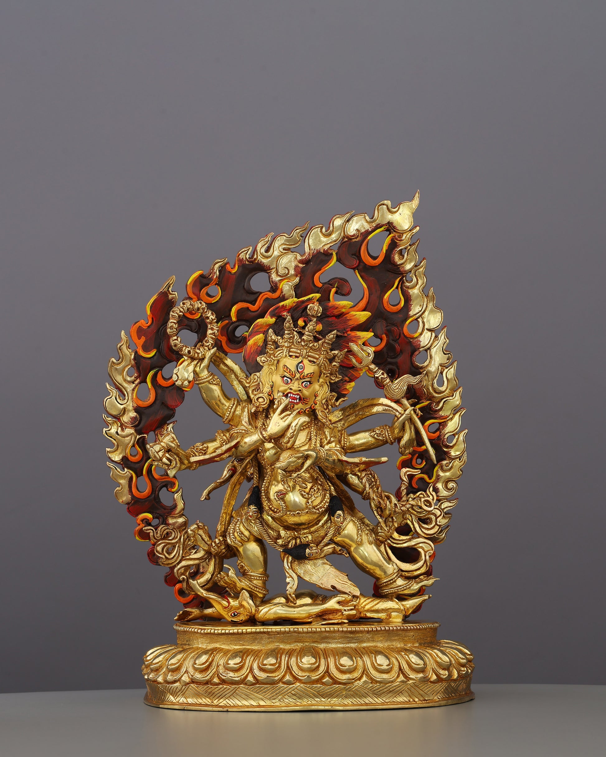 Six Arms, One Purpose | Awe-Inspiring Six Armed Mahakala Statue - Authentic Handcrafted Statue