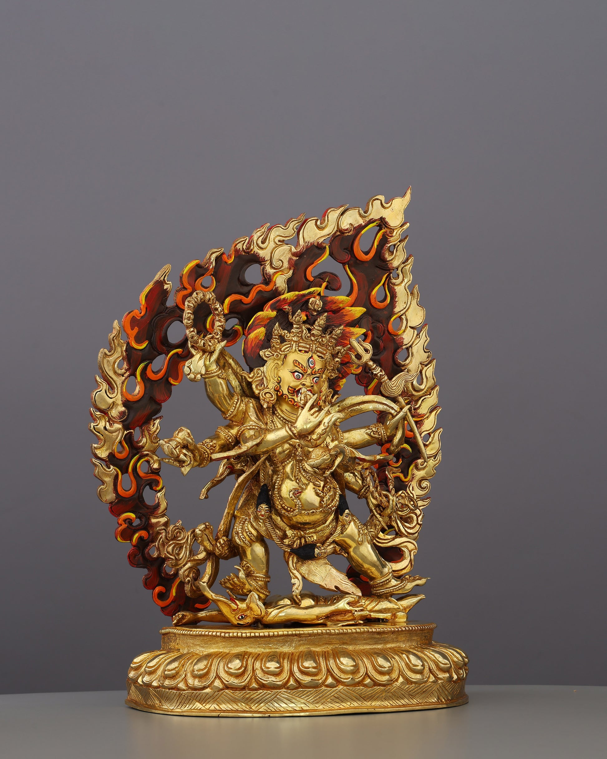 Six Arms, One Purpose | Awe-Inspiring Six Armed Mahakala Statue - Authentic Handcrafted Statue