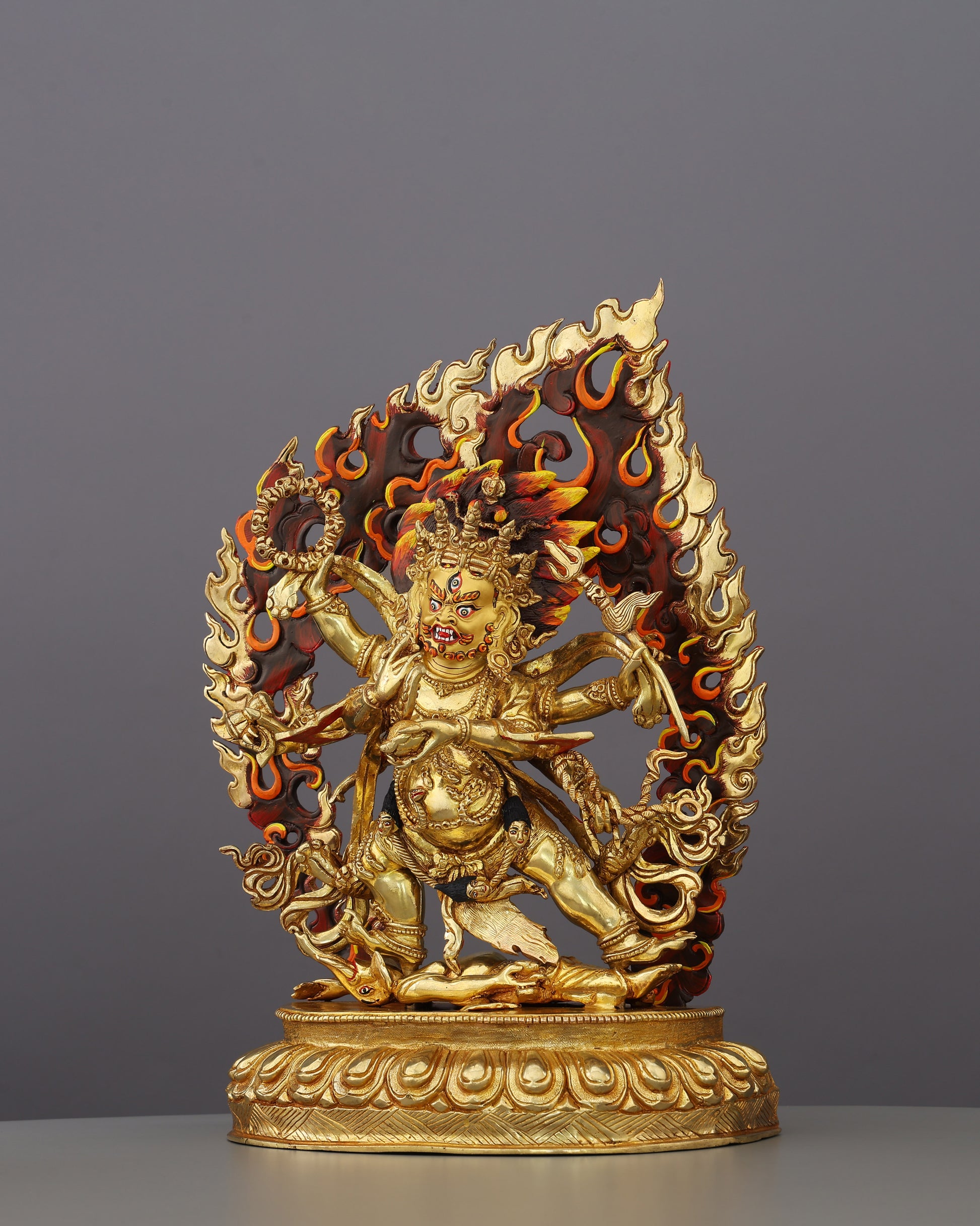 Six Arms, One Purpose | Awe-Inspiring Six Armed Mahakala Statue - Authentic Handcrafted Statue