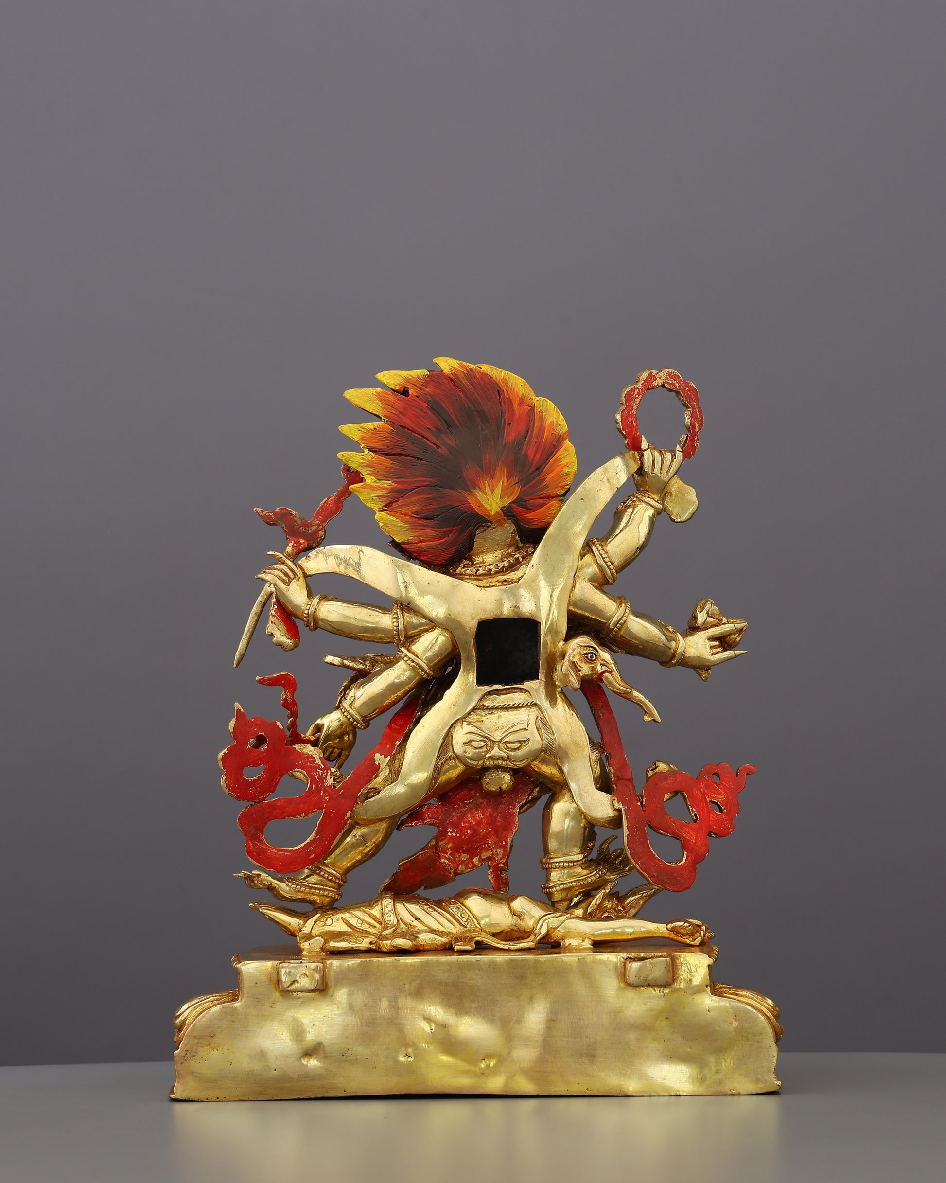 Six Arms, One Purpose | Awe-Inspiring Six Armed Mahakala Statue - Authentic Handcrafted Statue
