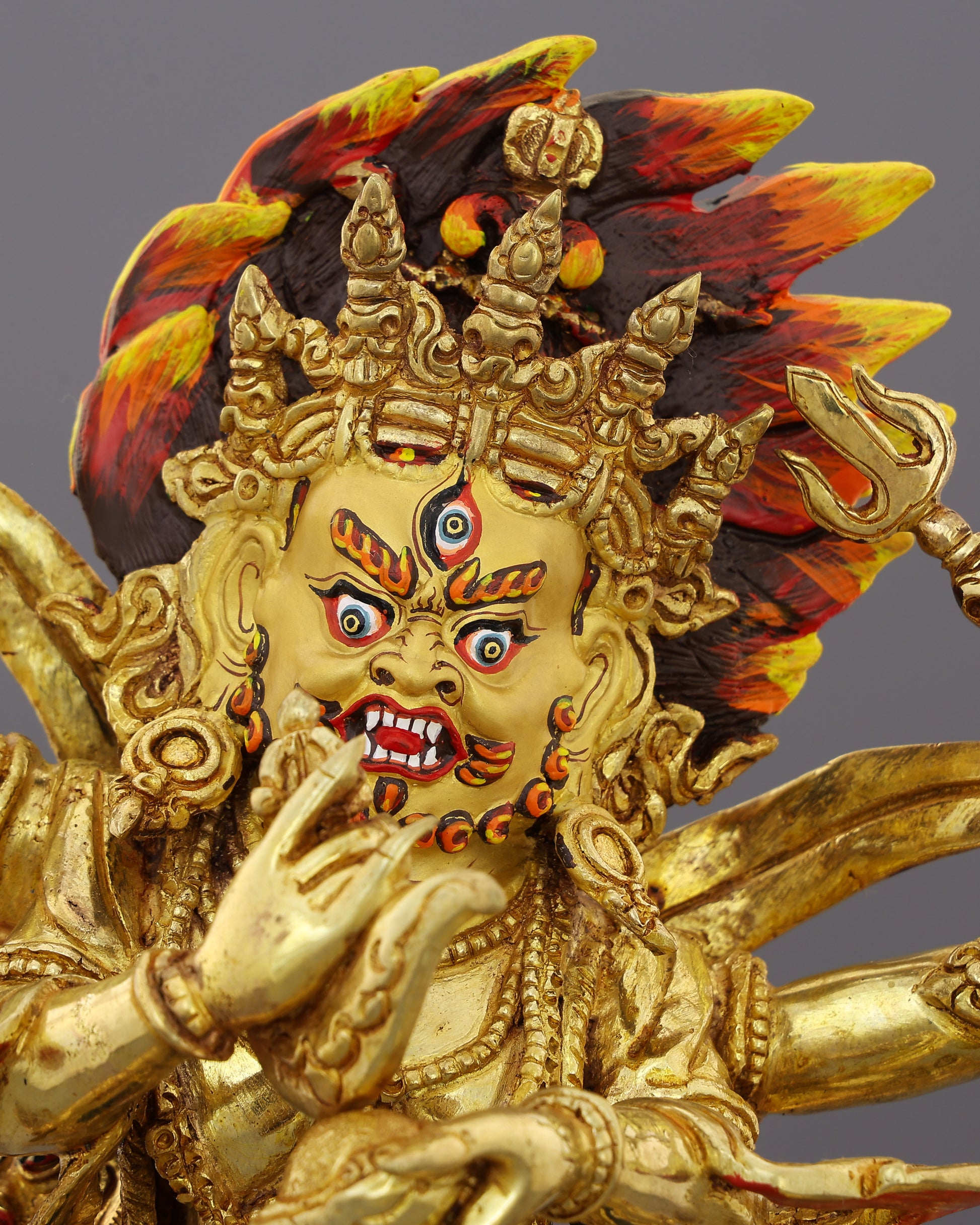 Six Arms, One Purpose | Awe-Inspiring Six Armed Mahakala Statue - Authentic Handcrafted Statue
