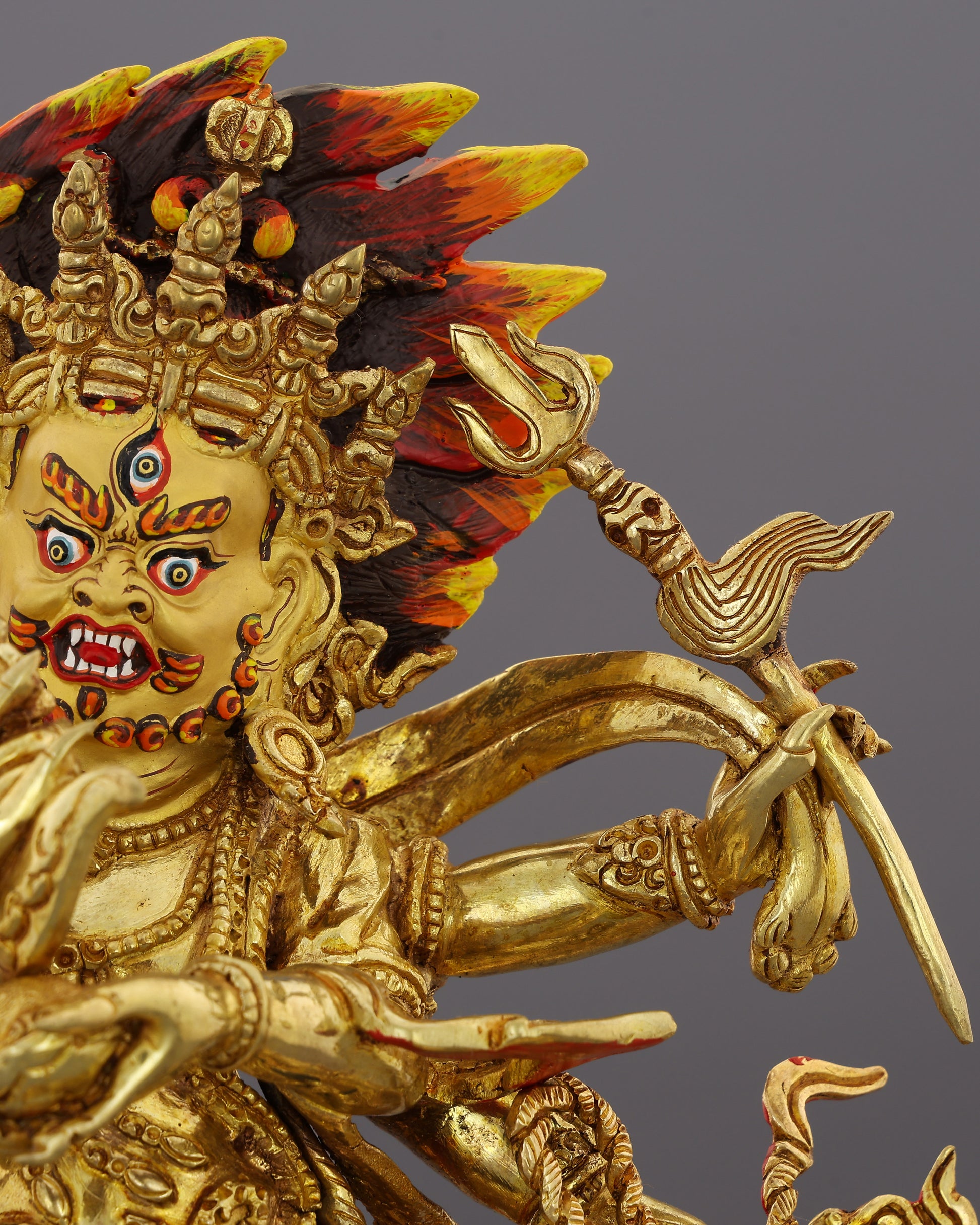 Six Arms, One Purpose | Awe-Inspiring Six Armed Mahakala Statue - Authentic Handcrafted Statue