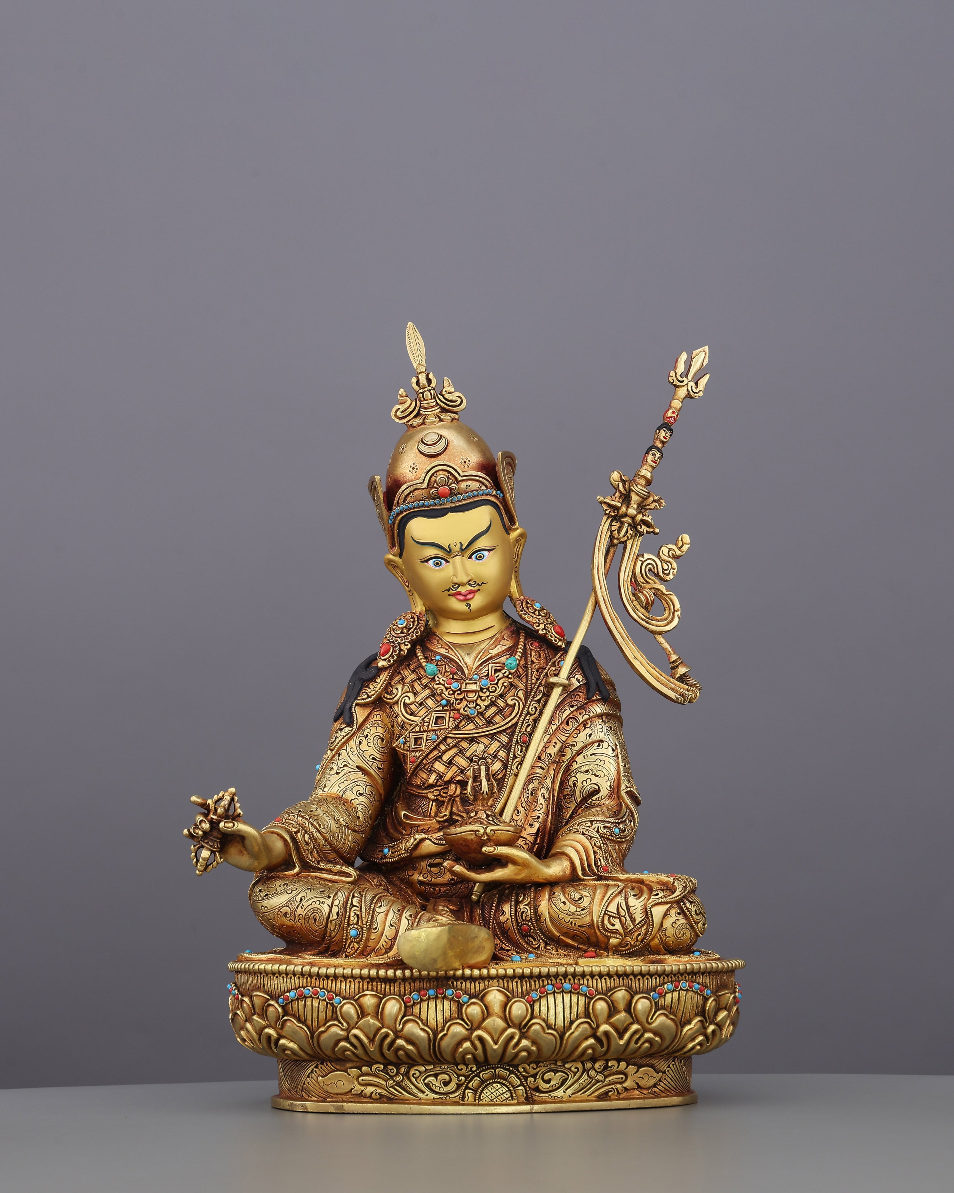 The Lotus-Born Master | Guru Rinpoche Statue in 24K Gold