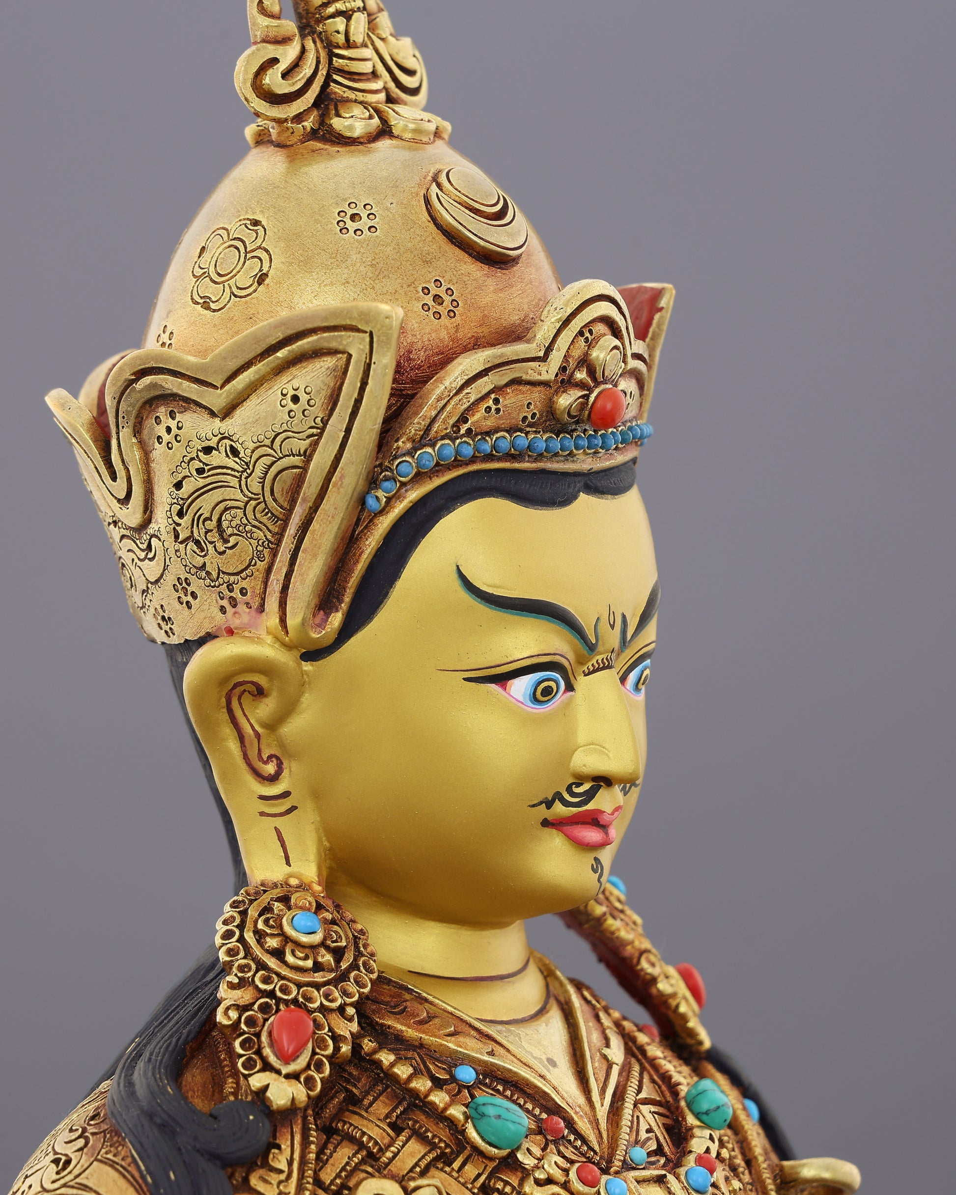 The Lotus-Born Master | Guru Rinpoche Statue in 24K Gold - Authentic Handcrafted Statue
