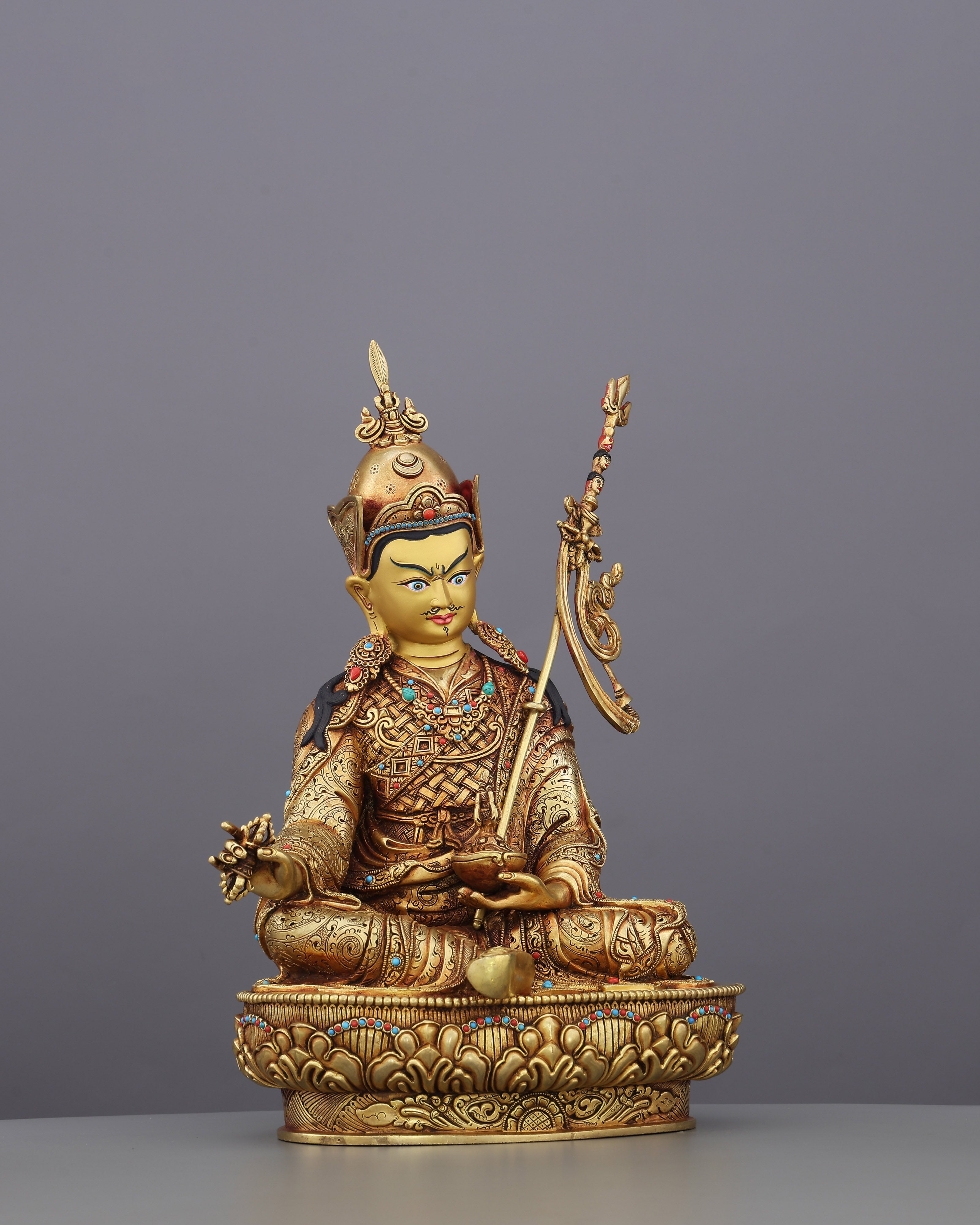 The Lotus-Born Master | Guru Rinpoche Statue in 24K Gold