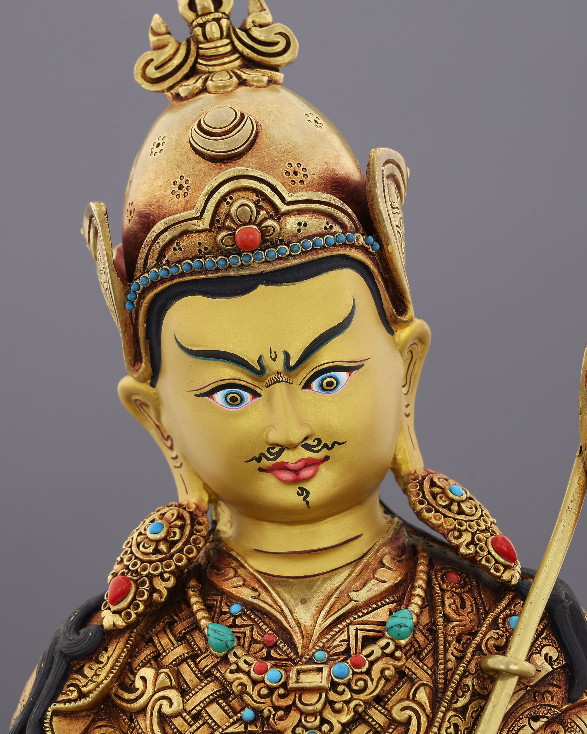 The Lotus-Born Master | Guru Rinpoche Statue in 24K Gold - Authentic Handcrafted Statue