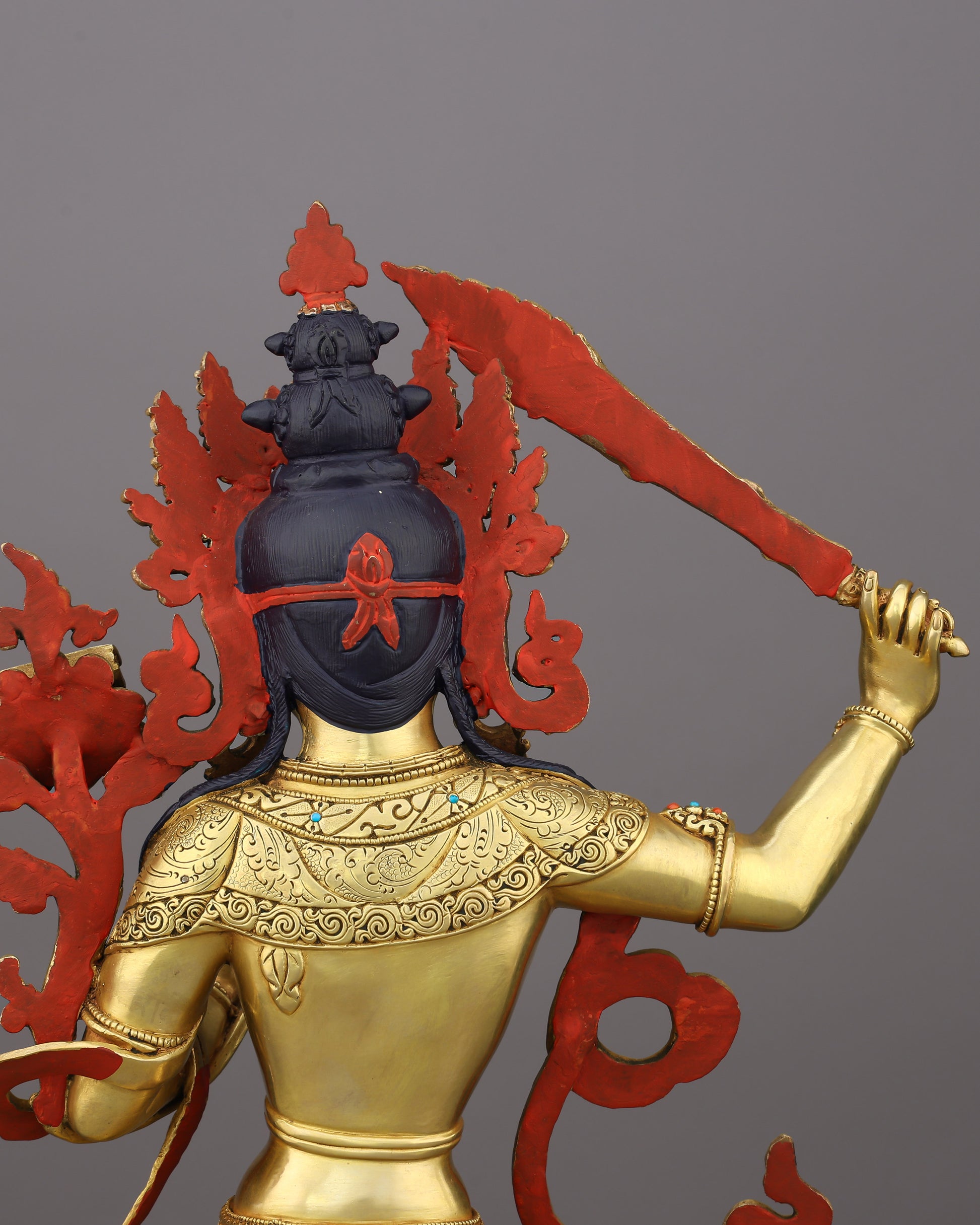 Slash Through Ignorance | The Golden Manjushri Who Wields Wisdom Like a Blade - Authentic Handcrafted Statue