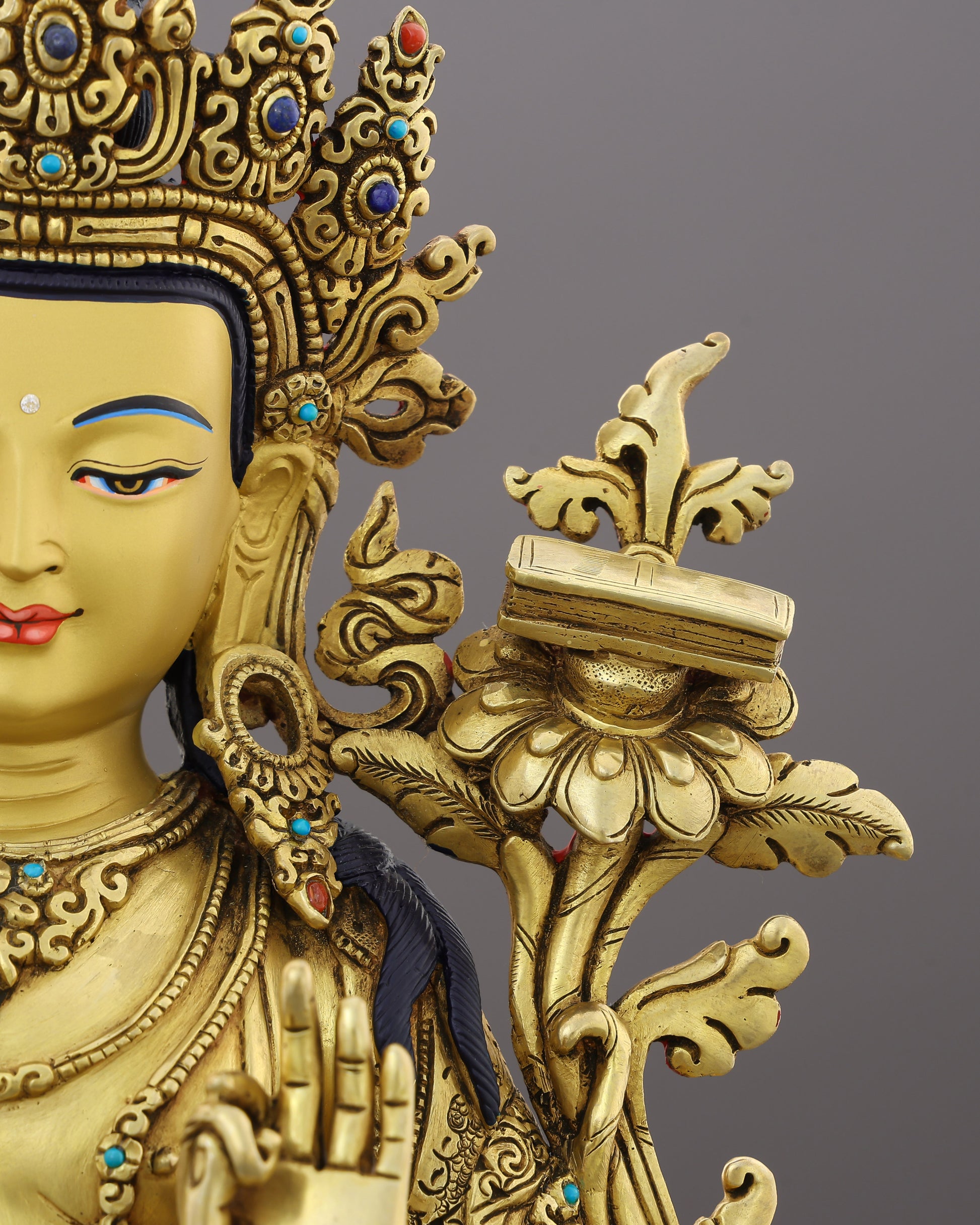 Slash Through Ignorance | The Golden Manjushri Who Wields Wisdom Like a Blade - Authentic Handcrafted Statue