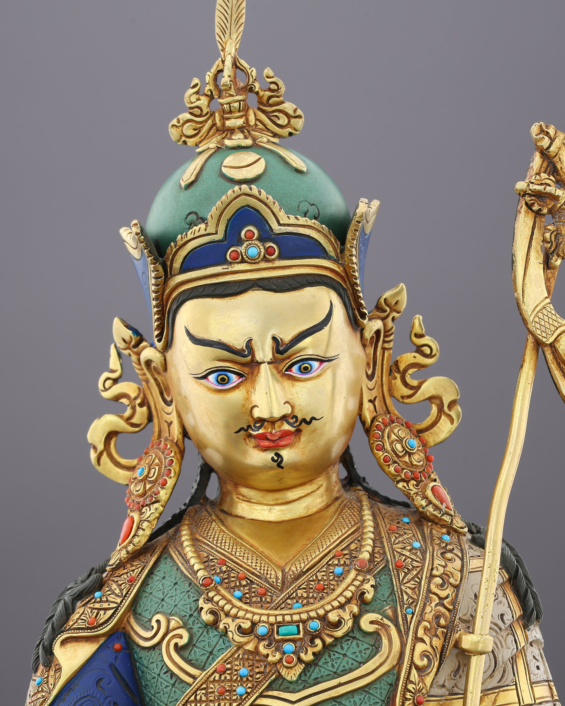 The Lotus-Born Master Who Tamed the World | Guru Rinpoche in Blazing Color and Gold - Authentic Handcrafted Statue