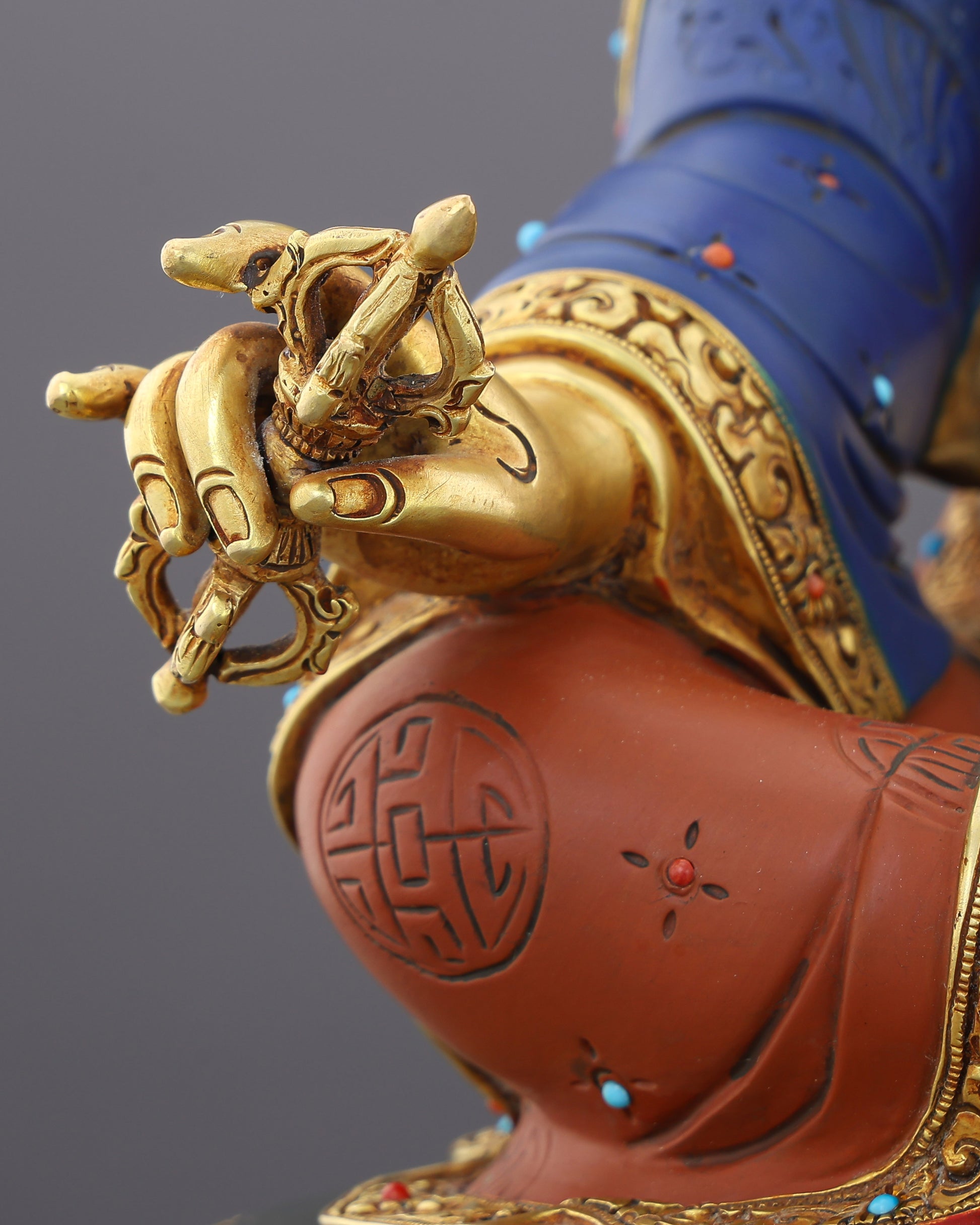 The Lotus-Born Master Who Tamed the World | Guru Rinpoche in Blazing Color and Gold - Authentic Handcrafted Statue