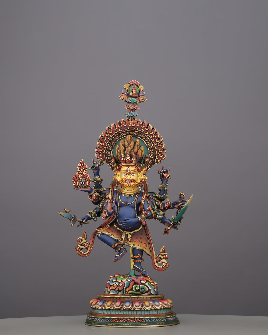 Akash Bhairav Statue | The Sky-Dwelling Ferocious Guardian of the Heavens, Handcrafted in Nepal - Handcrafted Buddhist Statue