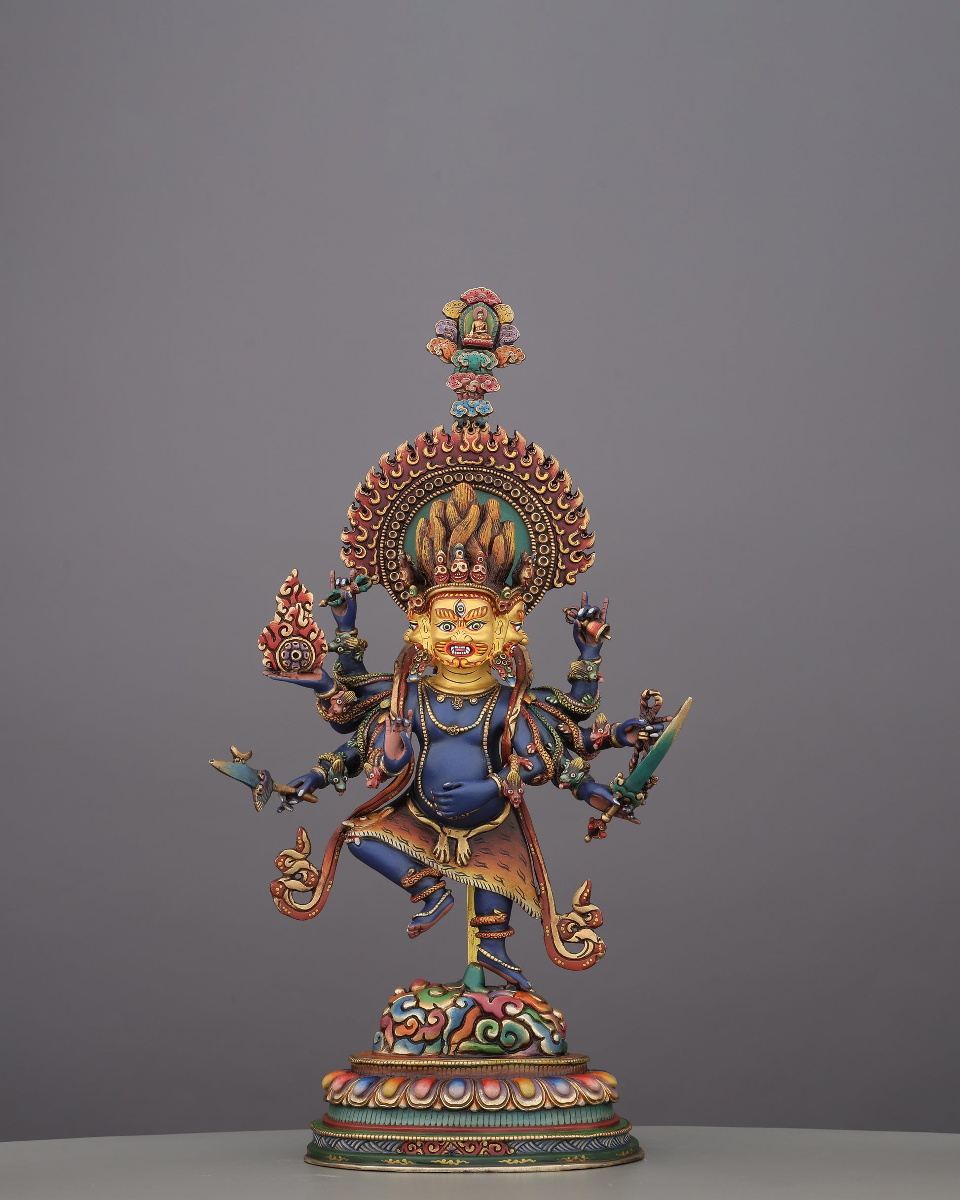 Akash Bhairav Statue | The Sky-Dwelling Ferocious Guardian of the Heavens, Handcrafted in Nepal - Authentic Handcrafted Statue