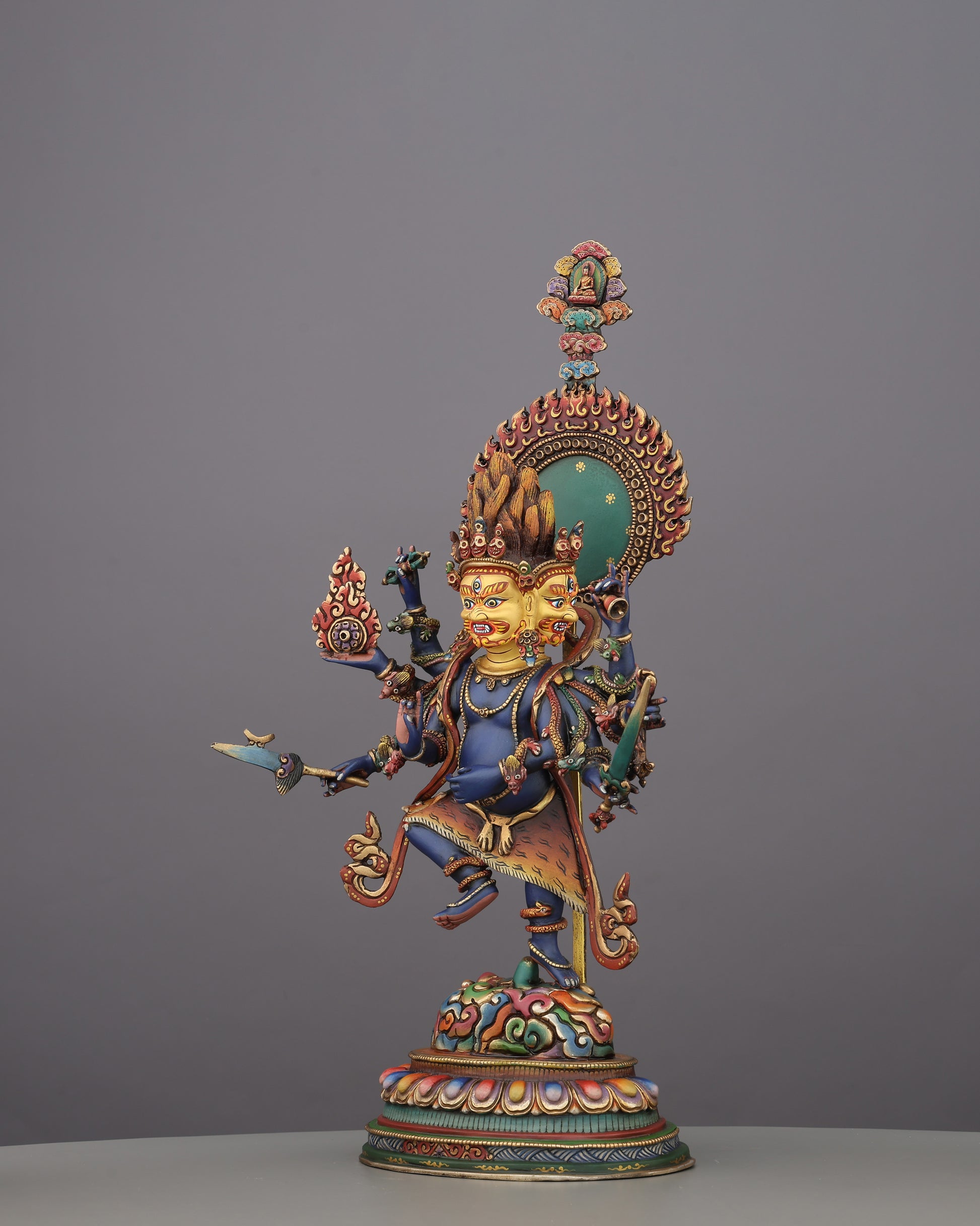 Akash Bhairav Statue | The Sky-Dwelling Ferocious Guardian of the Heavens, Handcrafted in Nepal - Authentic Handcrafted Statue