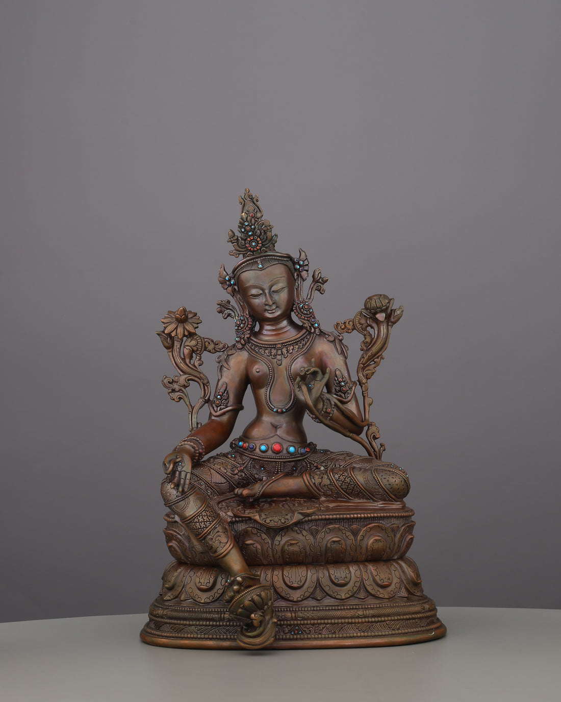 Oxidized Green Tara Statue | Handcrafted in Nepal - Handcrafted Buddhist Statue