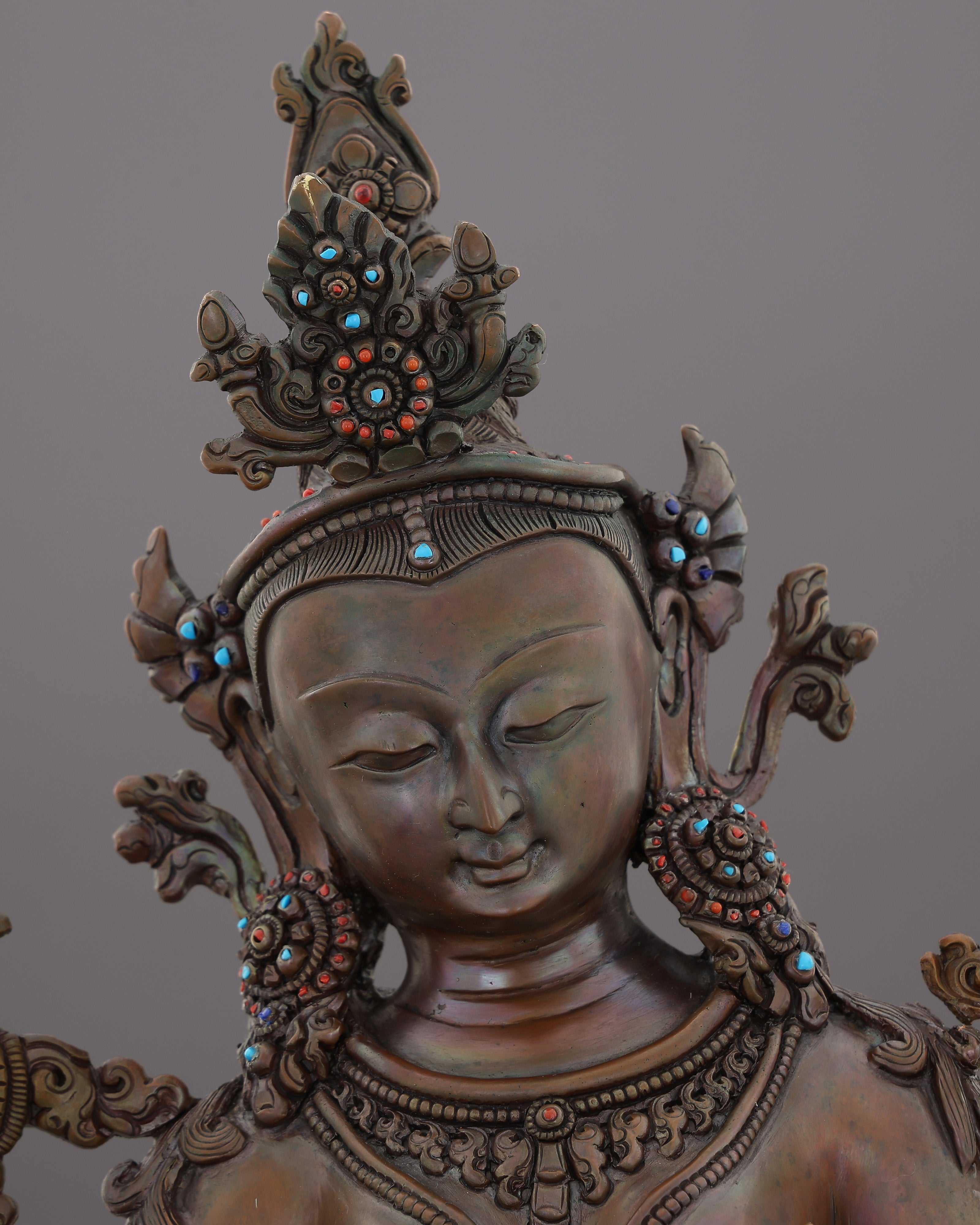 Oxidized Green Tara Statue | Handcrafted in Nepal