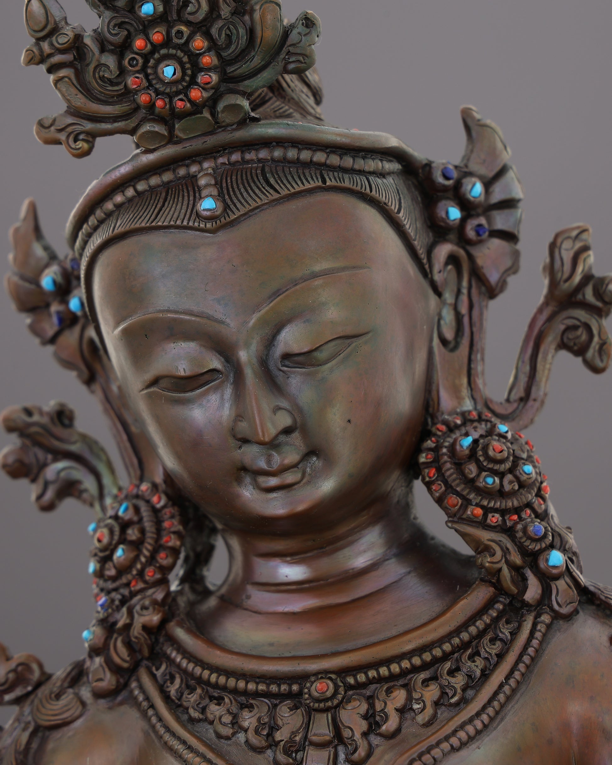 Oxidized Green Tara Statue | Handcrafted in Nepal - Authentic Handcrafted Statue