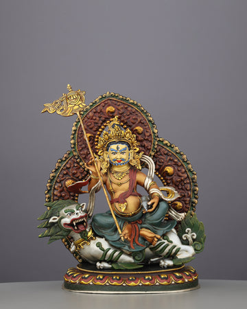 Lion Dzambhala Statue | The Roaring God of Wealth Who Conquers Poverty, Handcrafted in Nepal