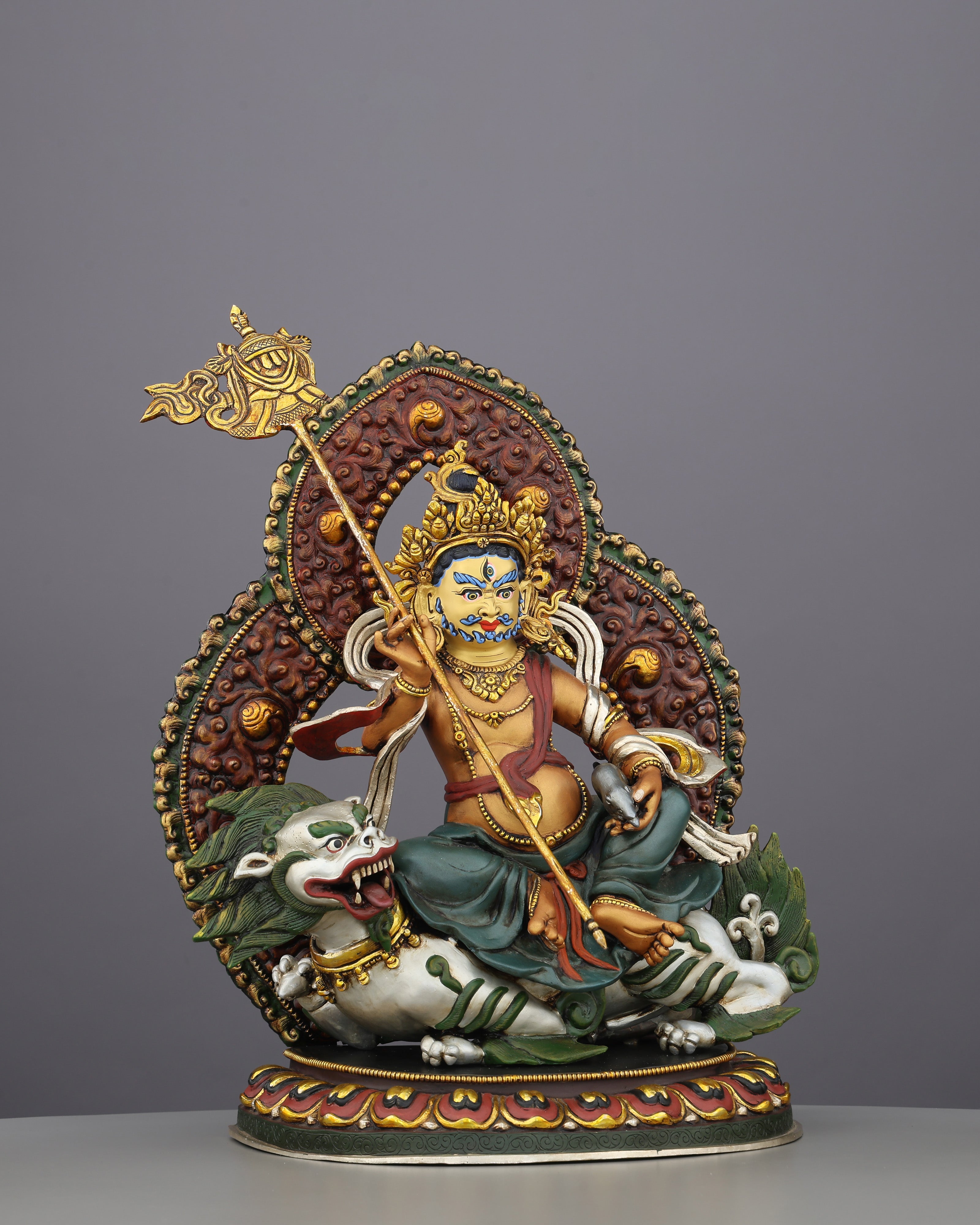 Lion Dzambhala Statue | The Roaring God of Wealth Who Conquers Poverty, Handcrafted in Nepal
