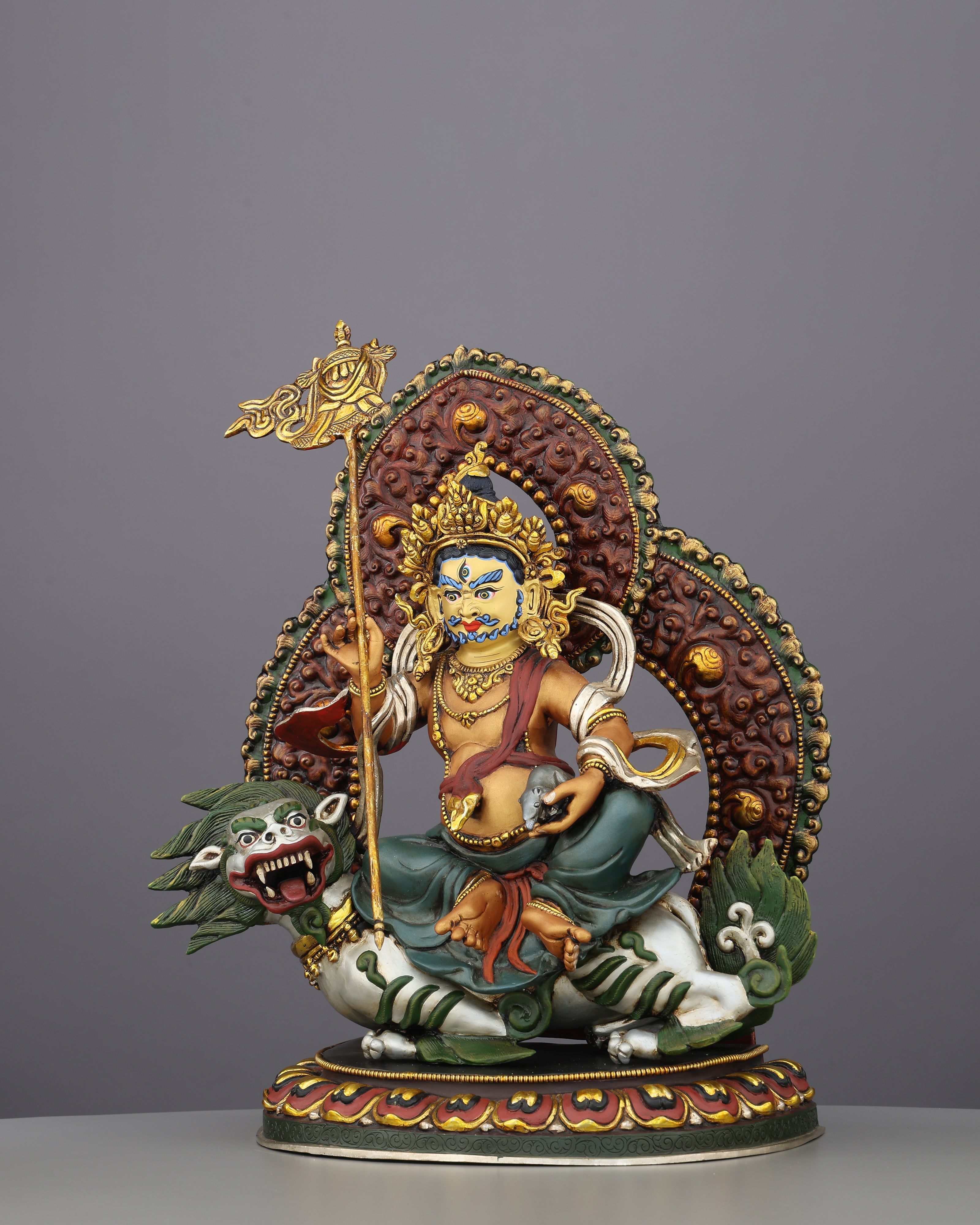 Lion Dzambhala Statue | The Roaring God of Wealth Who Conquers Poverty, Handcrafted in Nepal