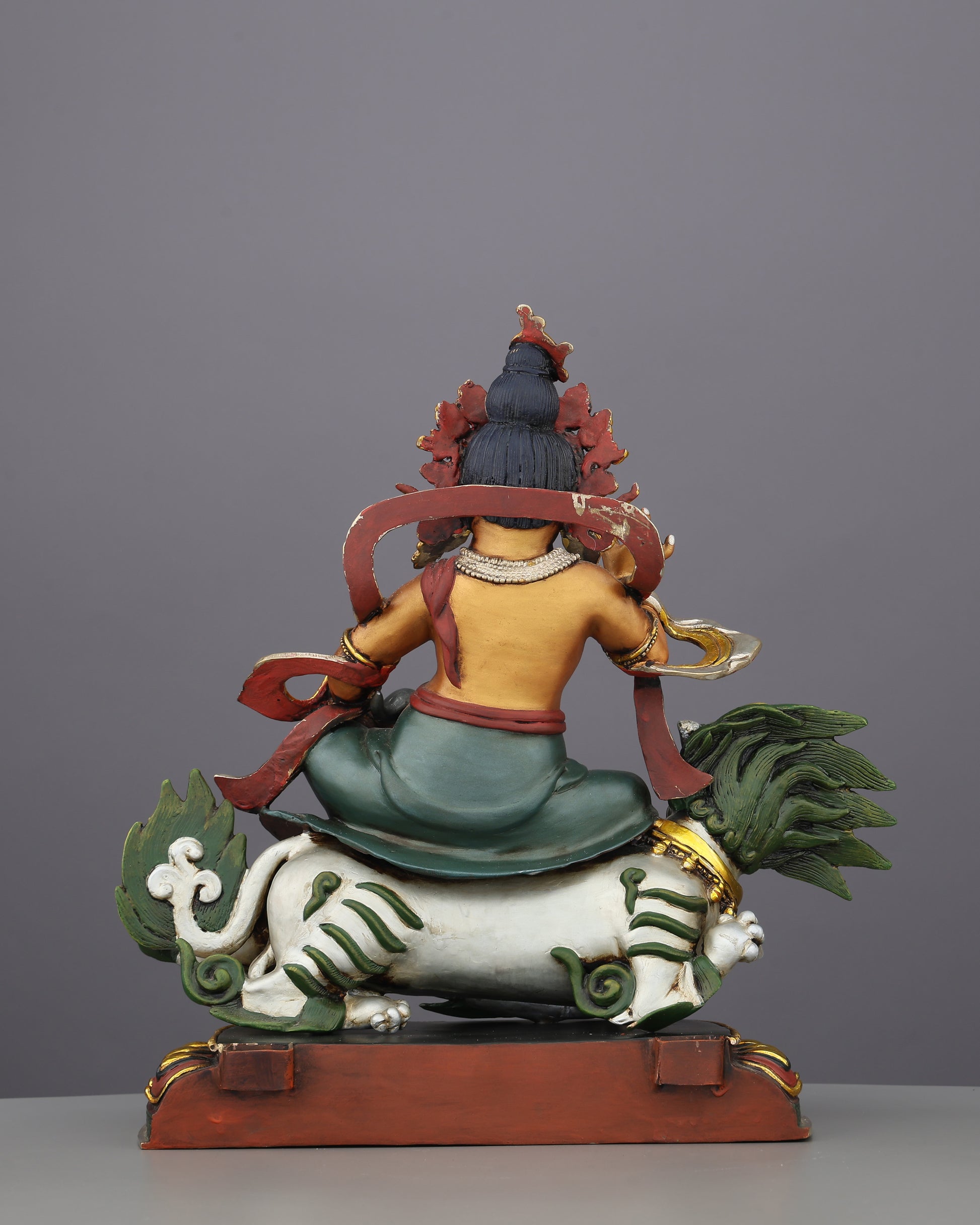 Lion Dzambhala Statue | The Roaring God of Wealth Who Conquers Poverty, Handcrafted in Nepal - Authentic Handcrafted Statue