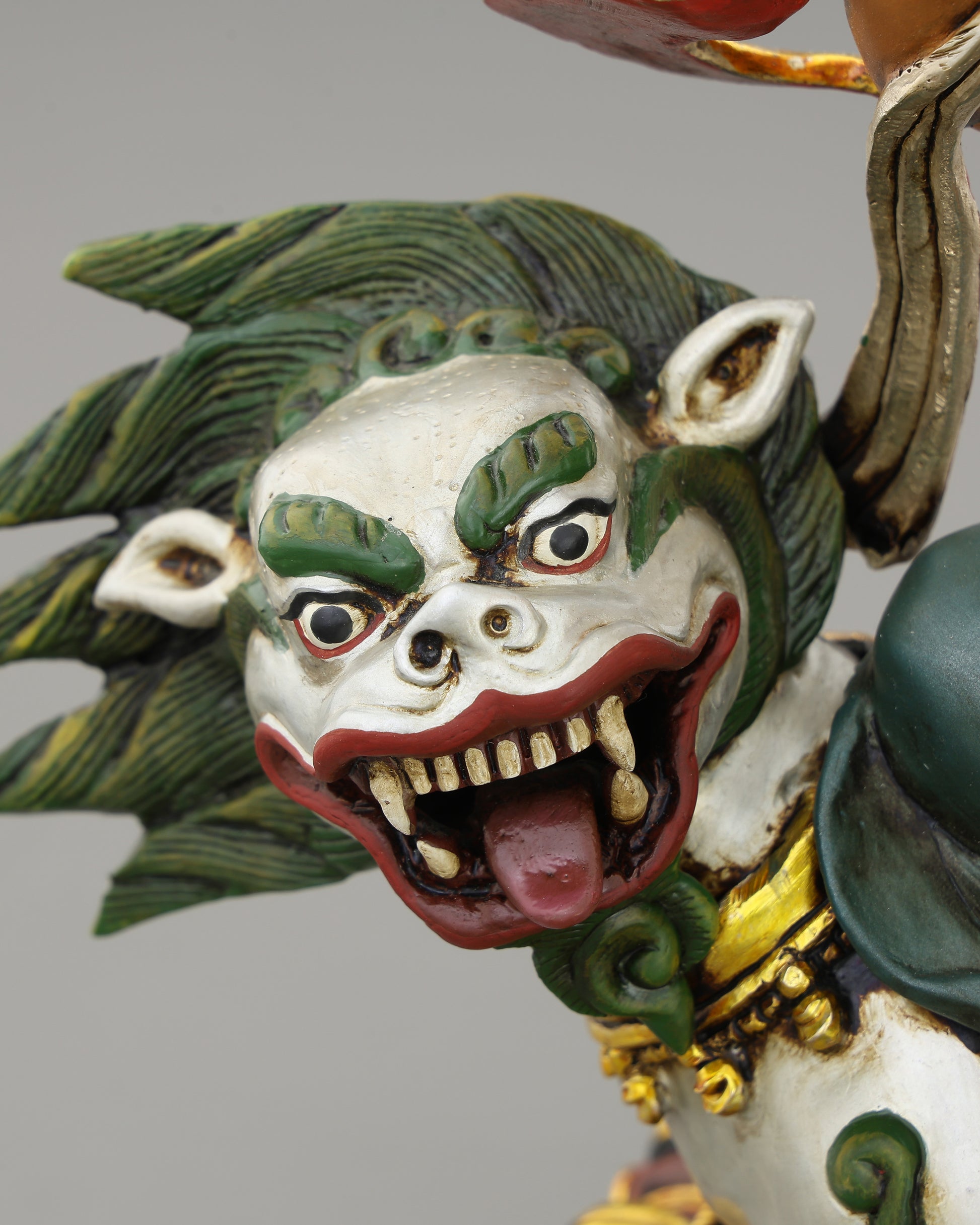 Lion Dzambhala Statue | The Roaring God of Wealth Who Conquers Poverty, Handcrafted in Nepal - Authentic Handcrafted Statue