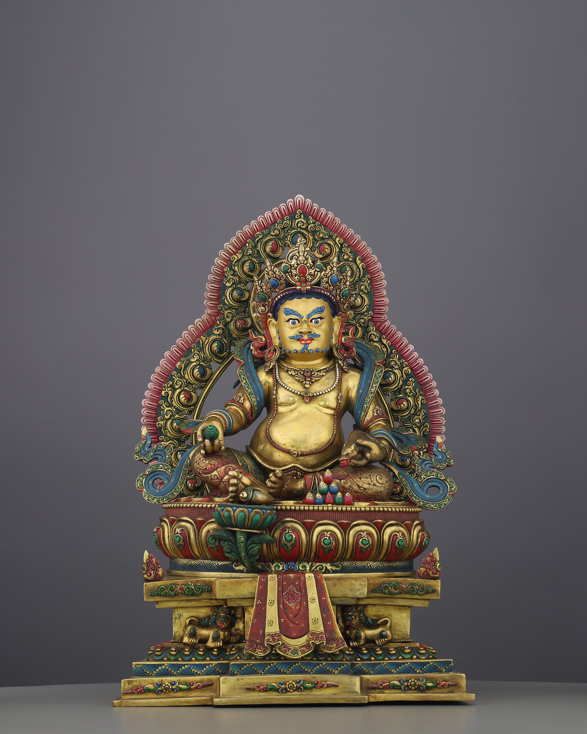 Golden Dzambhala on Singhasan | The Deity Who Turns Devotion Into Abundance - Authentic Handcrafted Statue